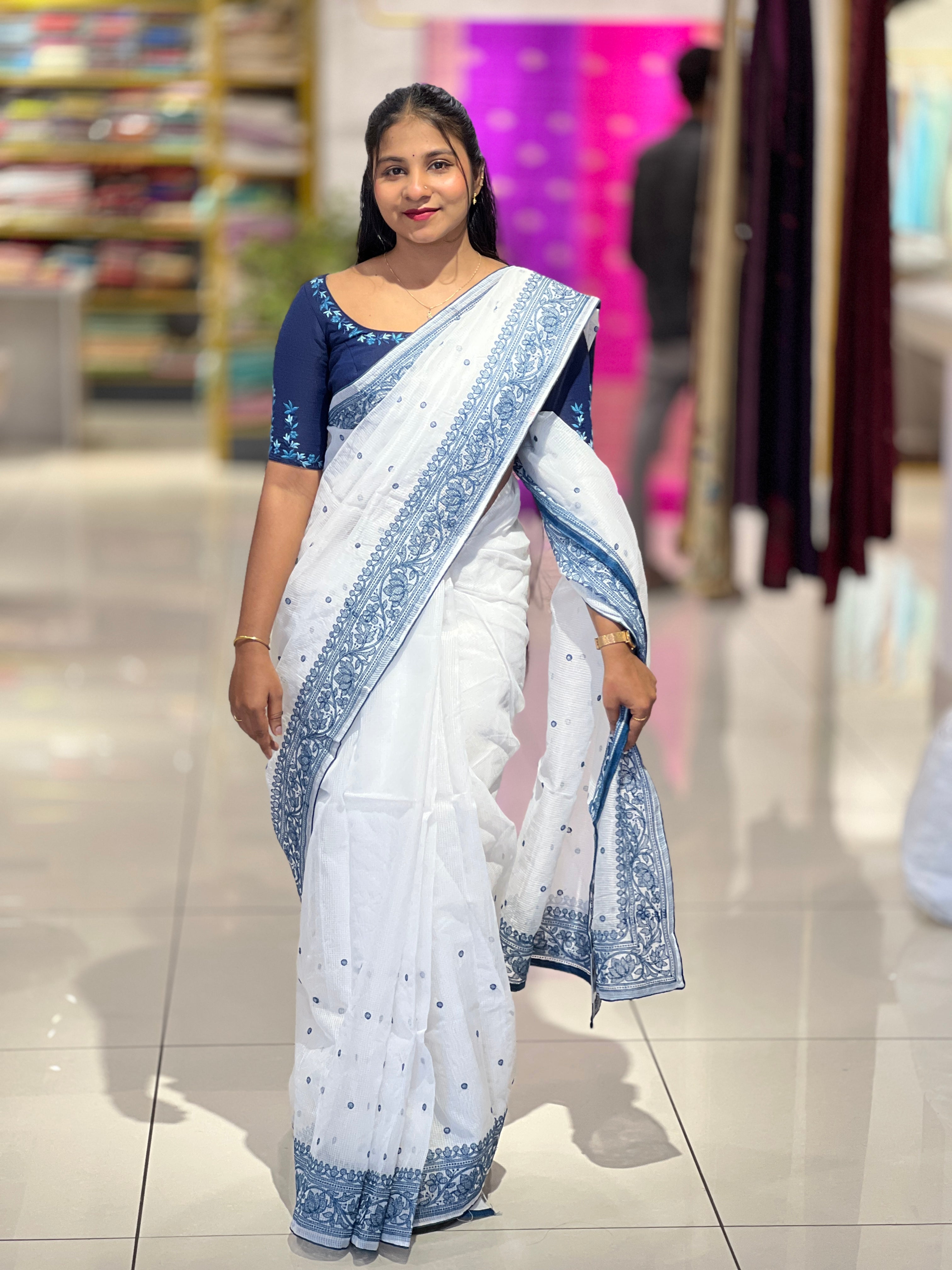 Lucknowi Inspired Embroidery Detailed Kota Saree | BLD1481