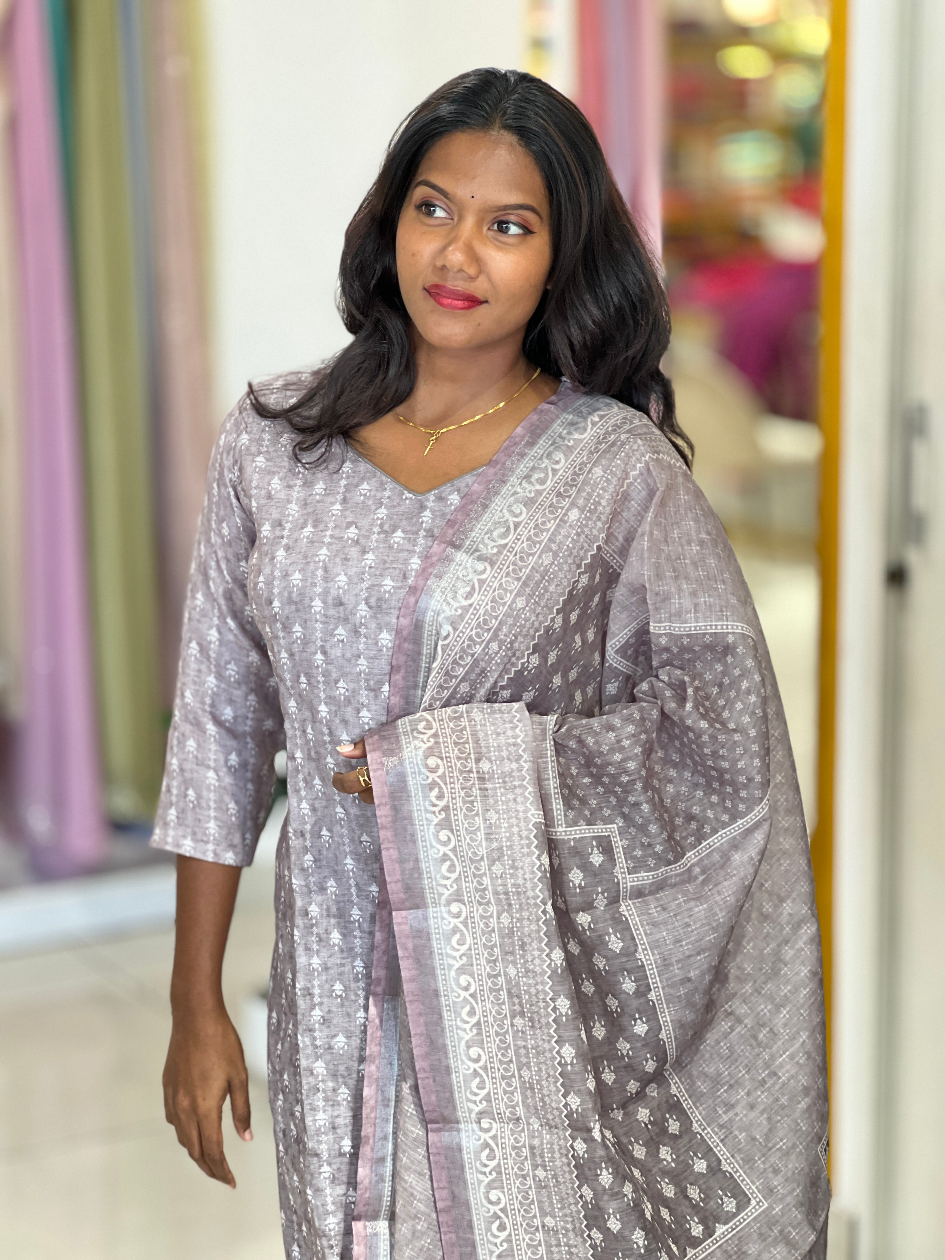 Printed Linen Cotton Kurta Set | SLM182