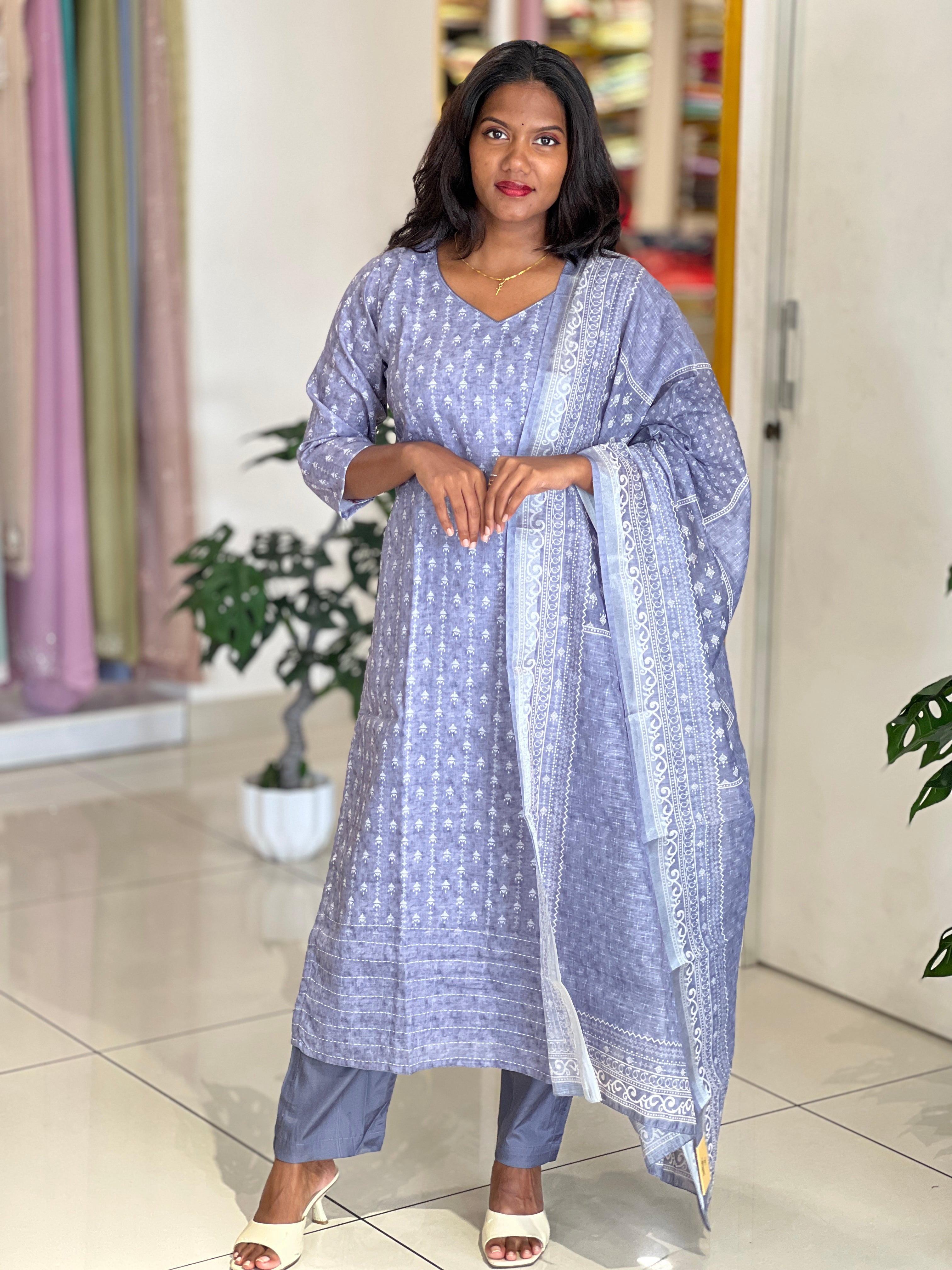 Printed Linen Cotton Kurta Set |SLM184