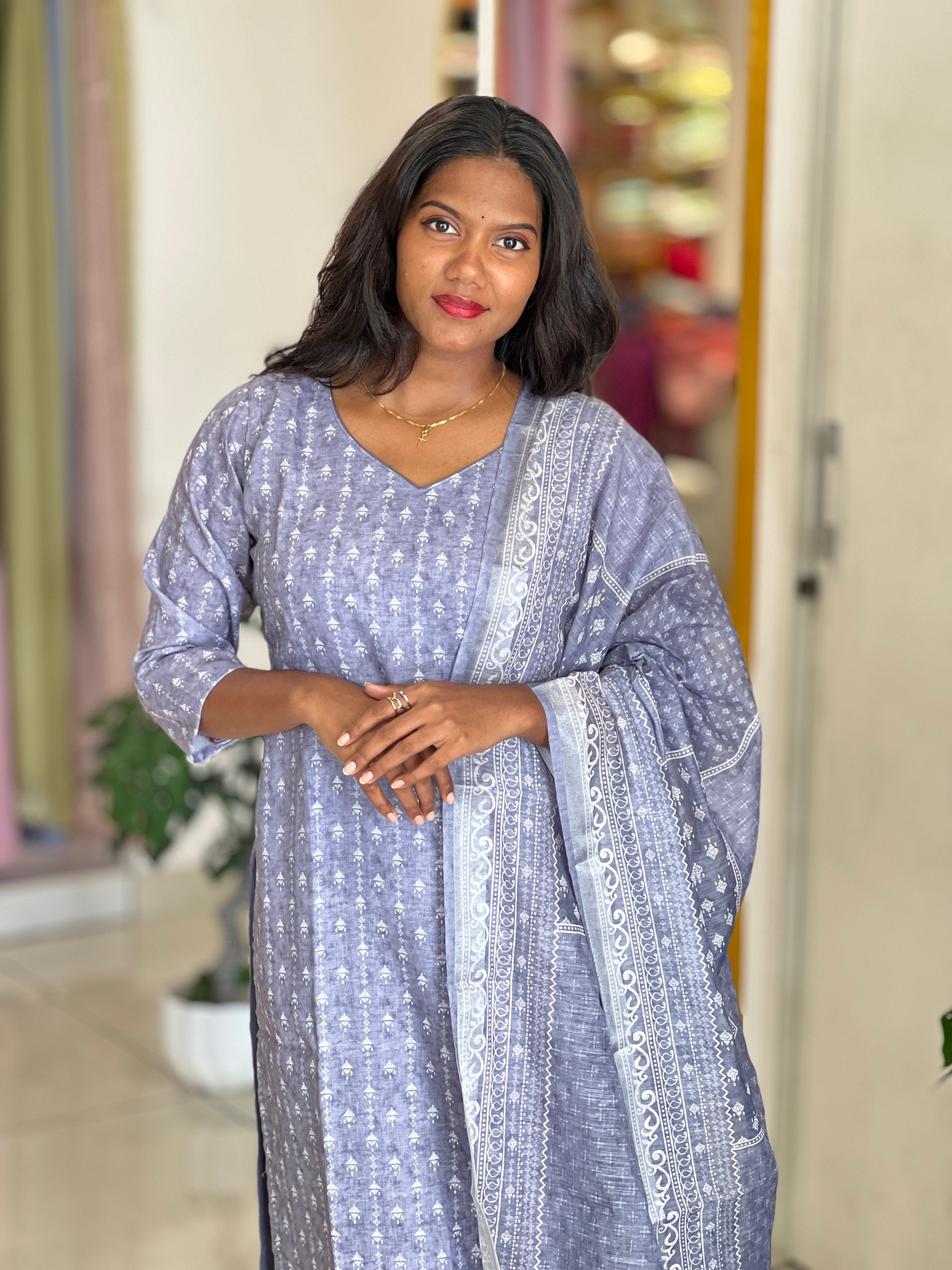 Printed Linen Cotton Kurta Set |SLM184