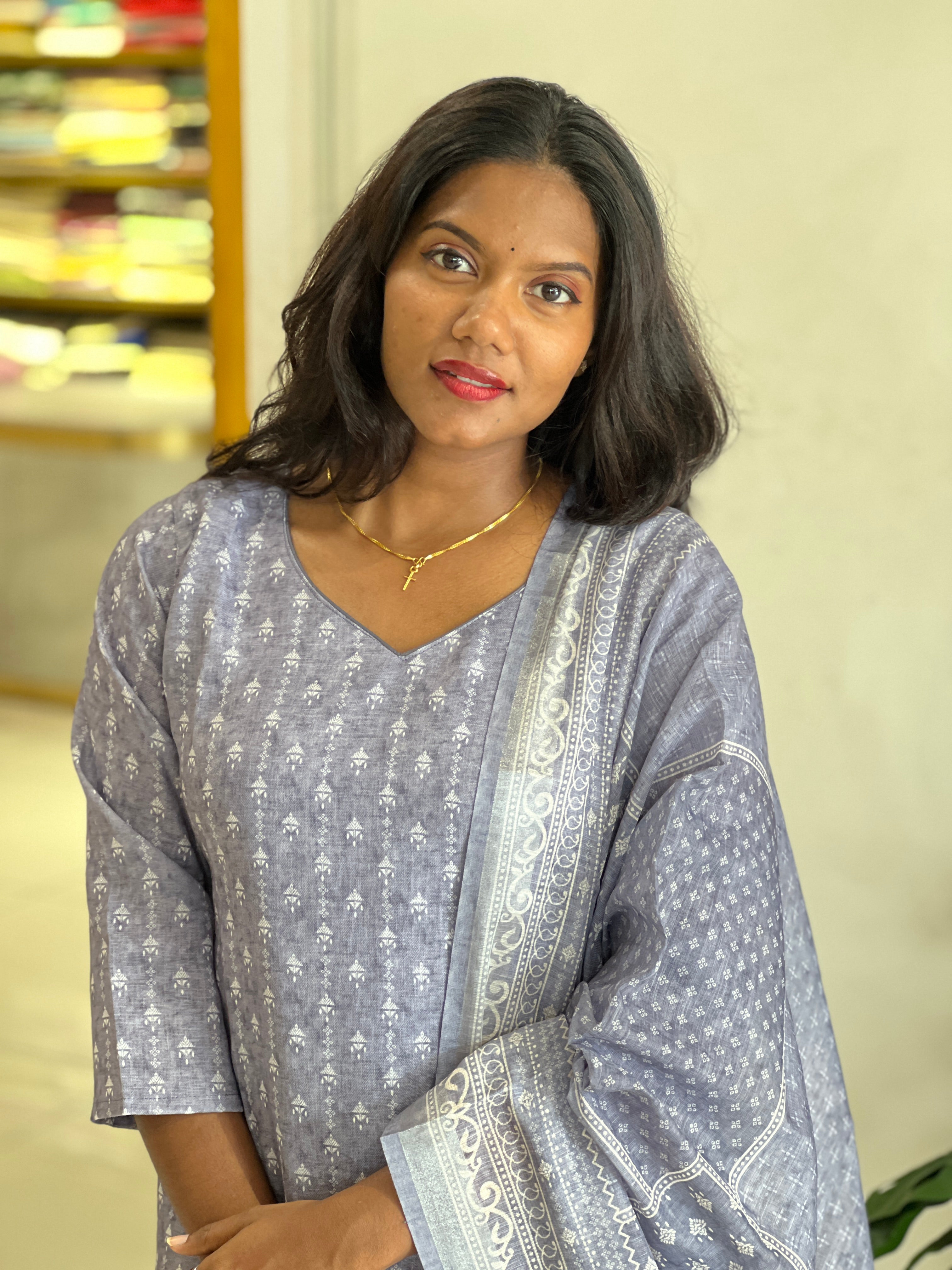 Printed Linen Cotton Kurta Set |SLM184