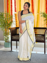 Zari Check Patterned Linen Saree | SK443