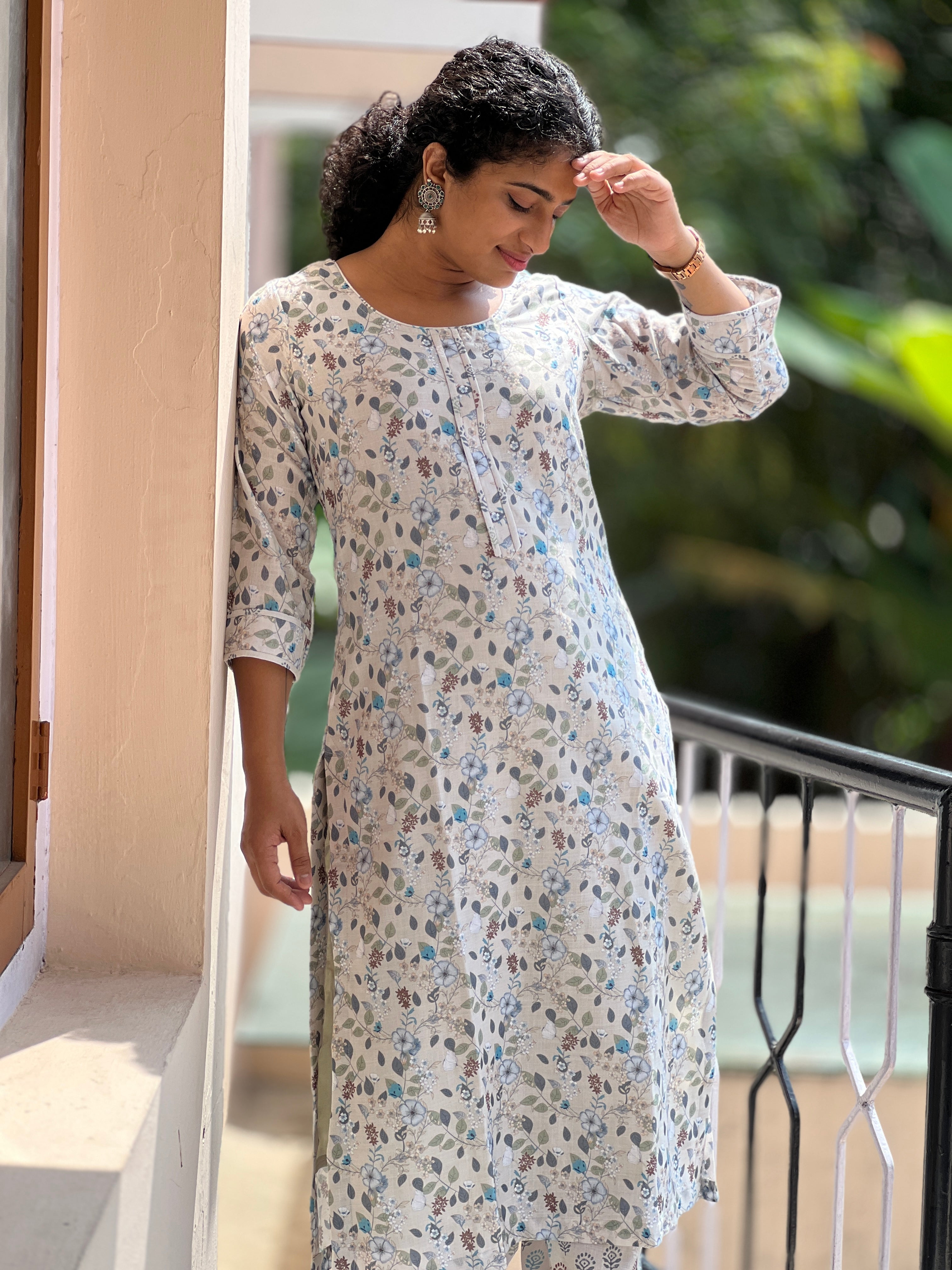 Floral Digital Print Design  Cotton Blended Kurta Set | SV244