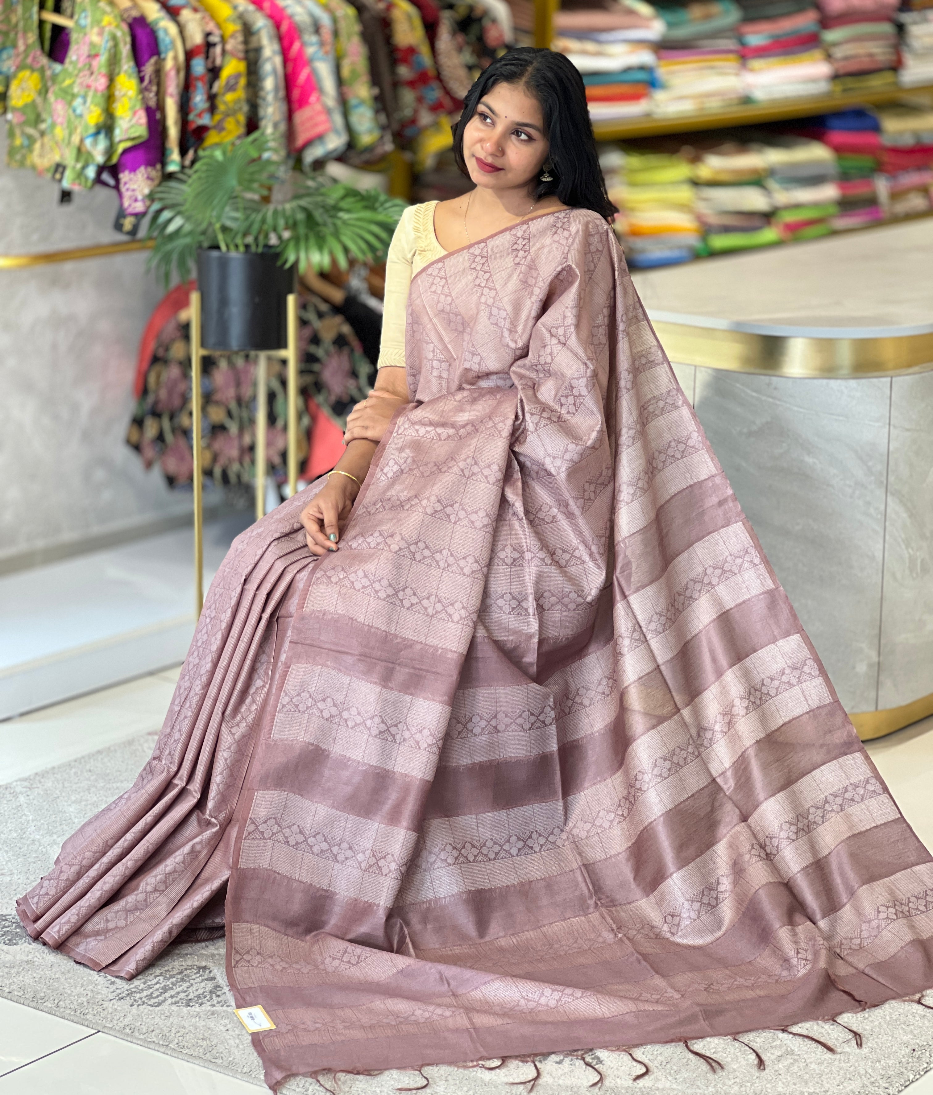 Thread Weaving Semi Tussar Saree | PNS227