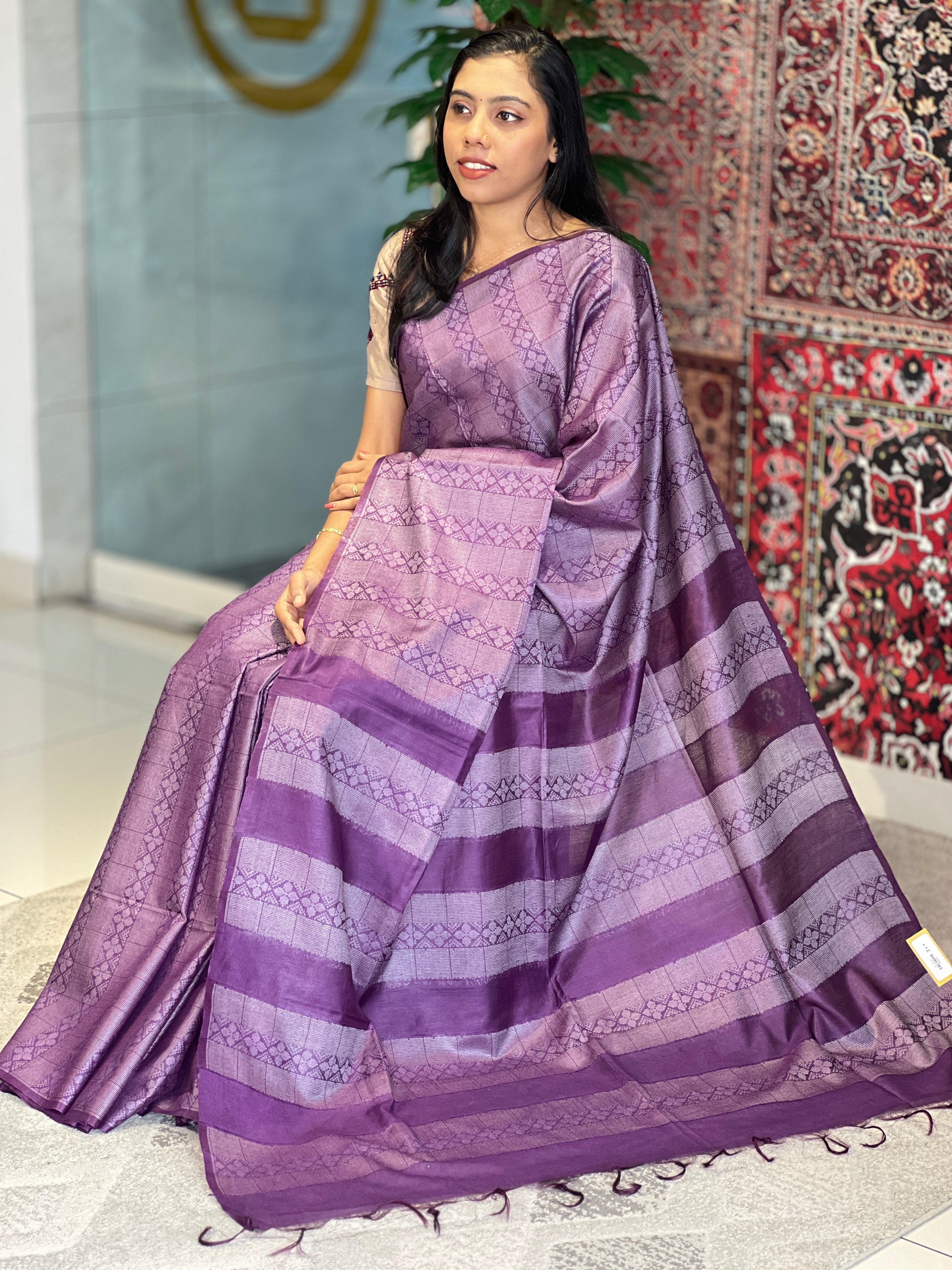 Thread Weaving Semi Tussar Saree | PNS232