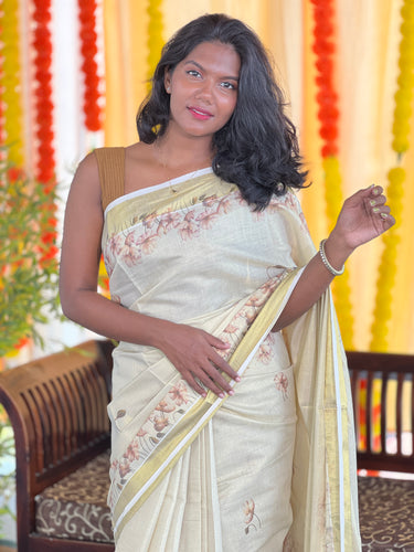 Digital Printed Floral Patterned Tissue Saree | KAC208