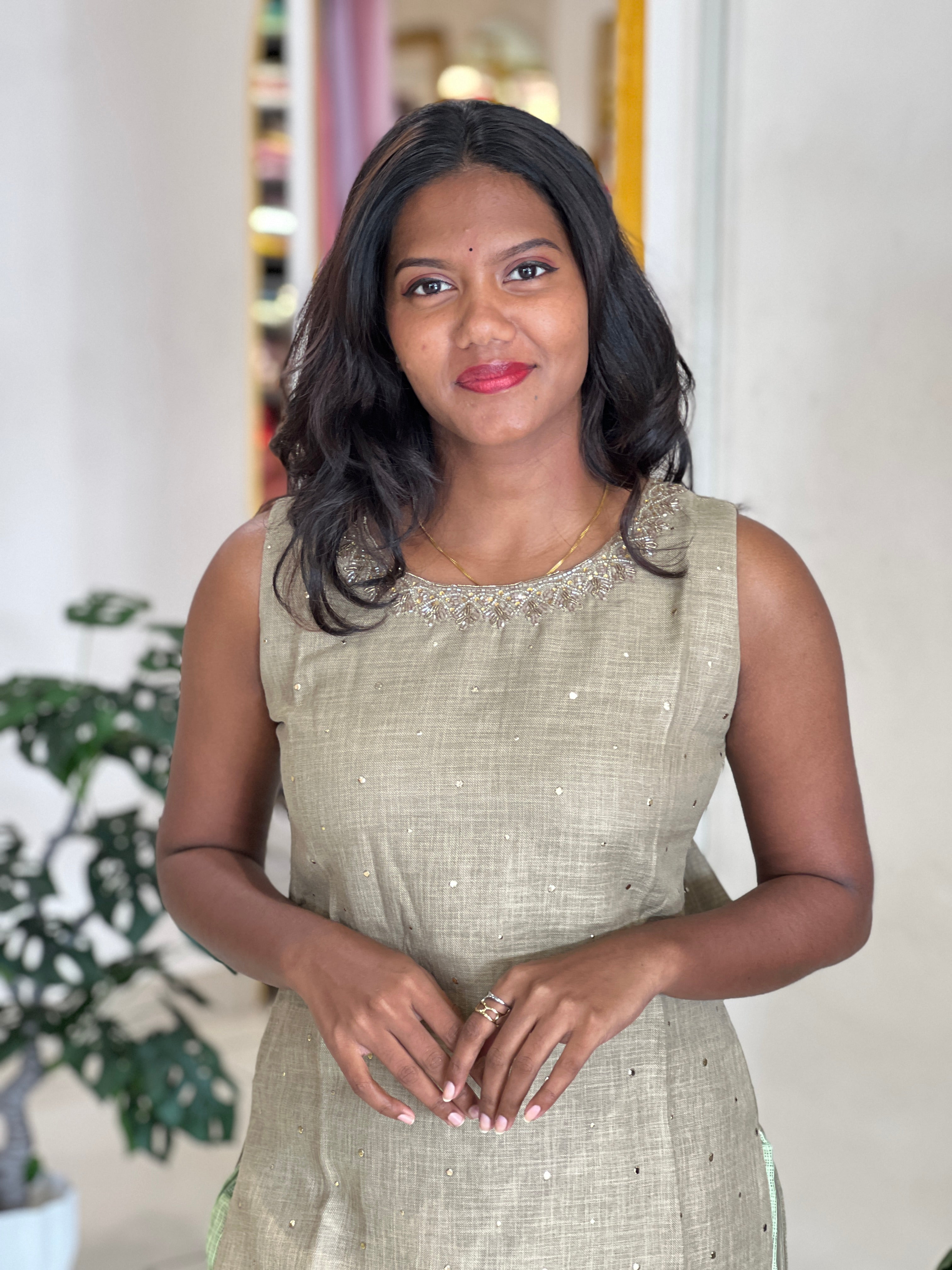 Handwork Detailed Linen Cotton Kurta | NAI205