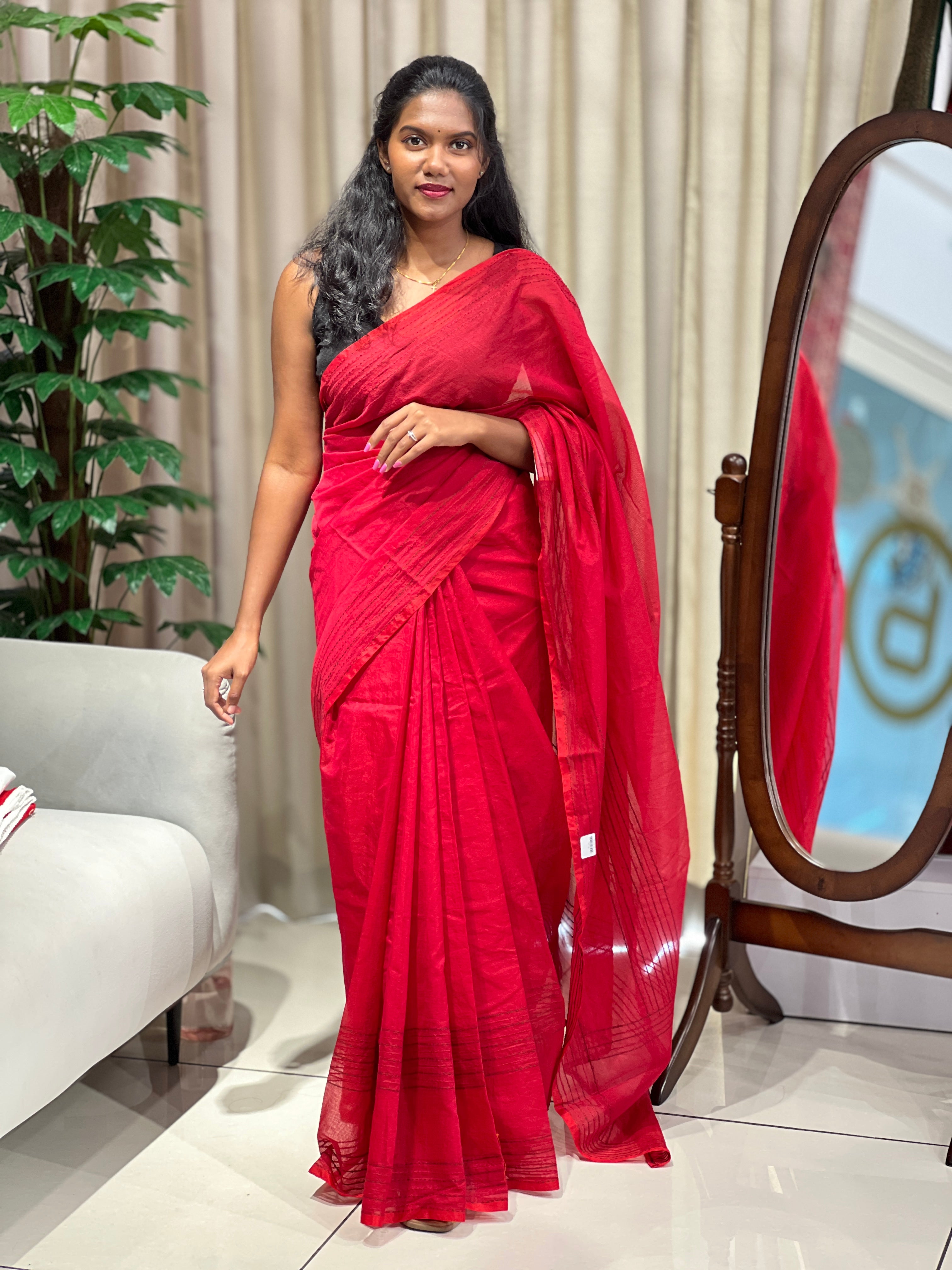 Machine Kantha Embroidered Kota Saree | TOT158