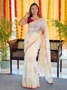 Machine Embroidery Silky Kota Saree | MR158