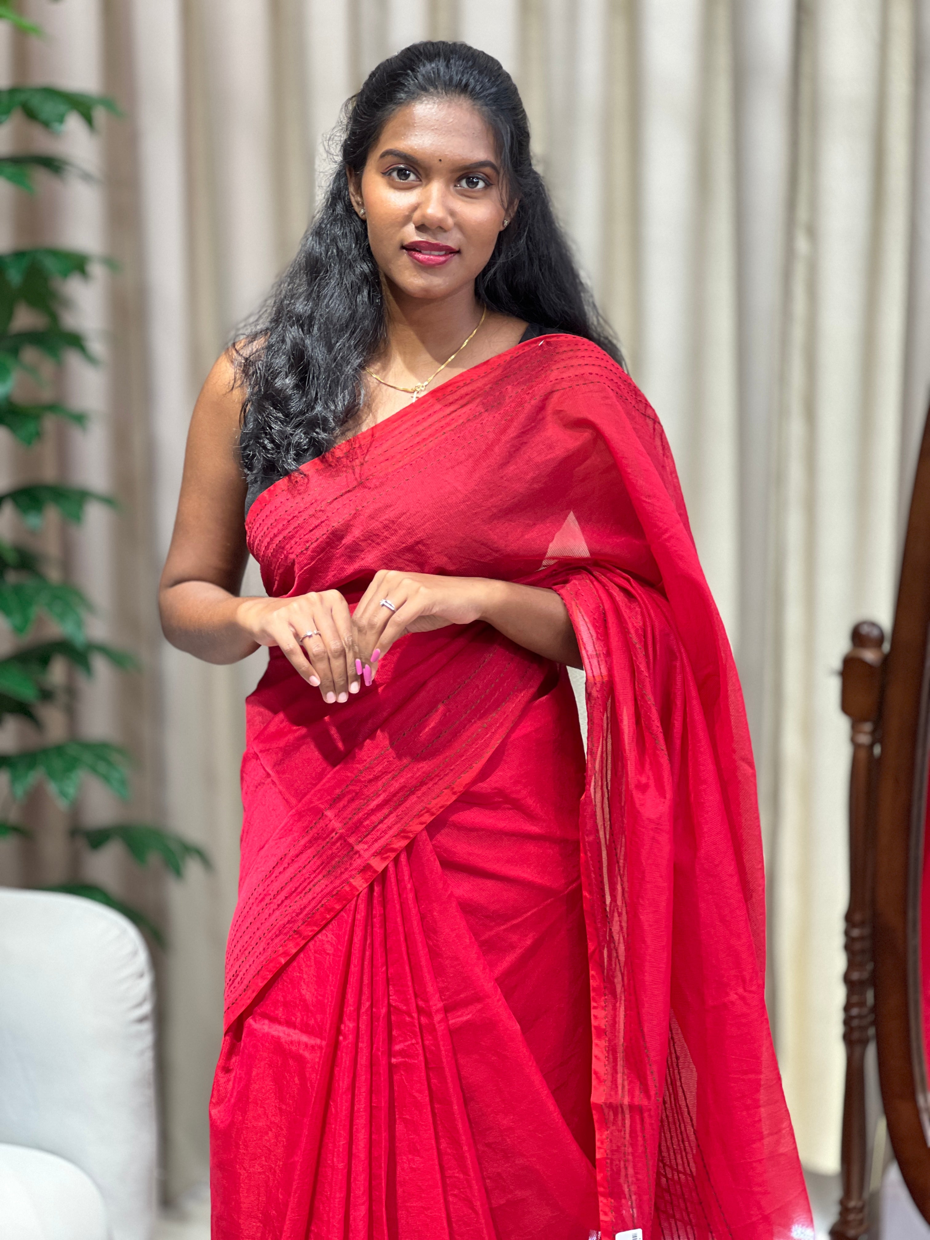 Machine Kantha Embroidered Kota Saree | TOT158