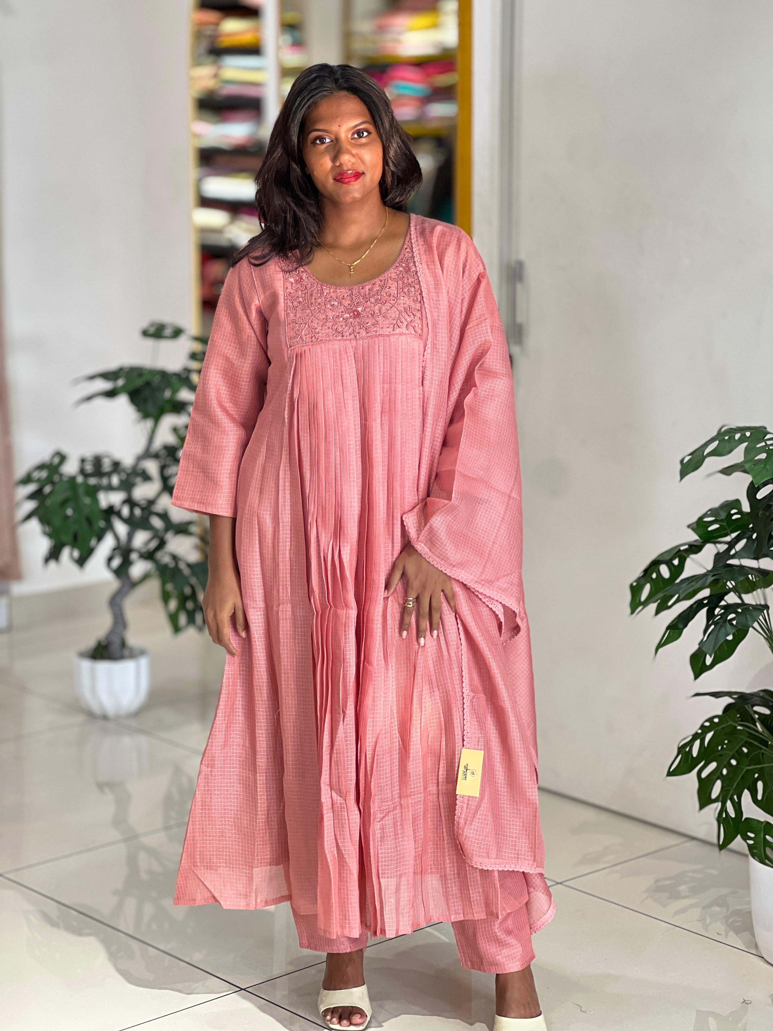 Handwork Detailed Silky Kota Kurta Set | SLM167