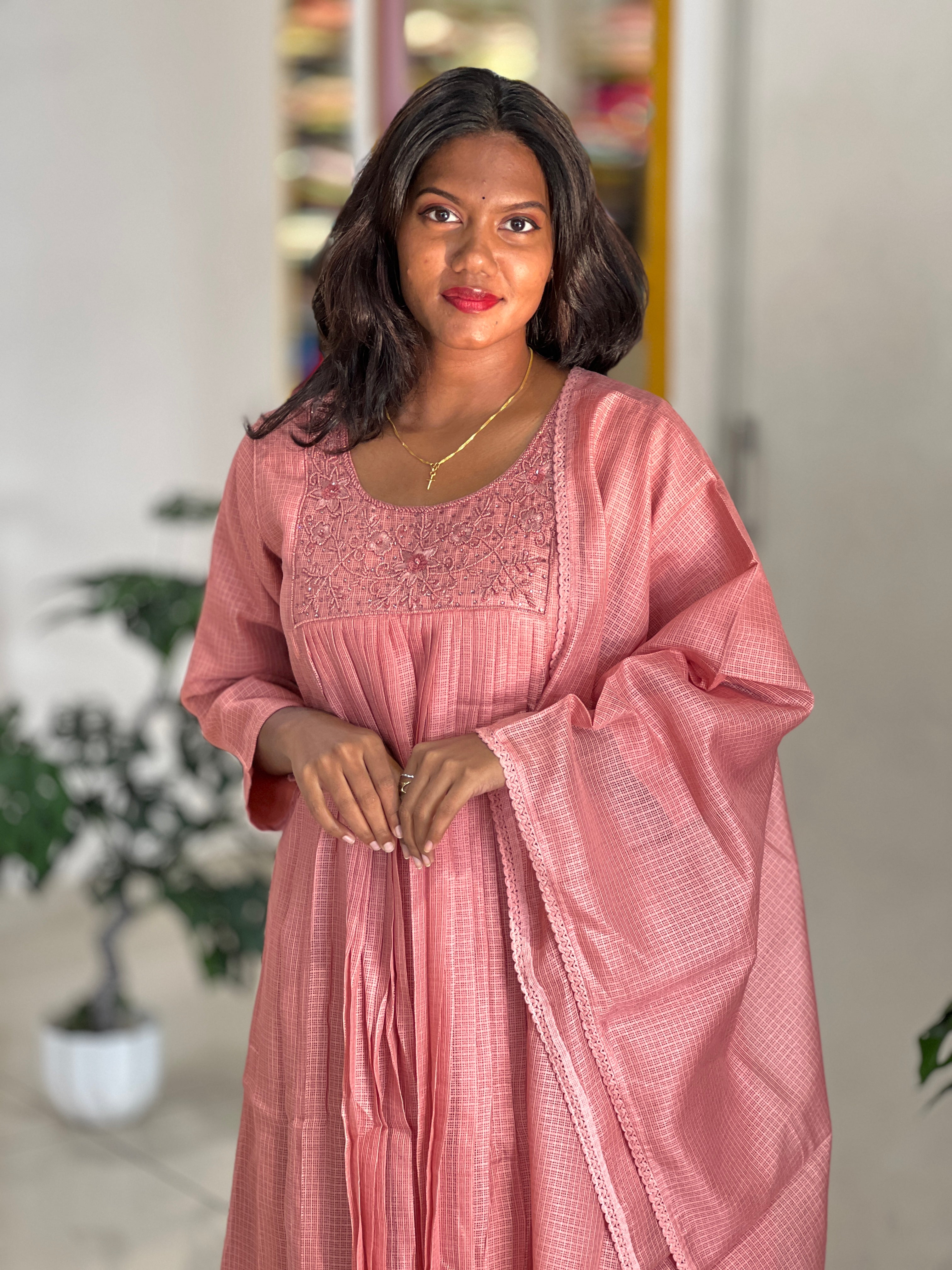 Handwork Detailed Silky Kota Kurta Set | SLM167