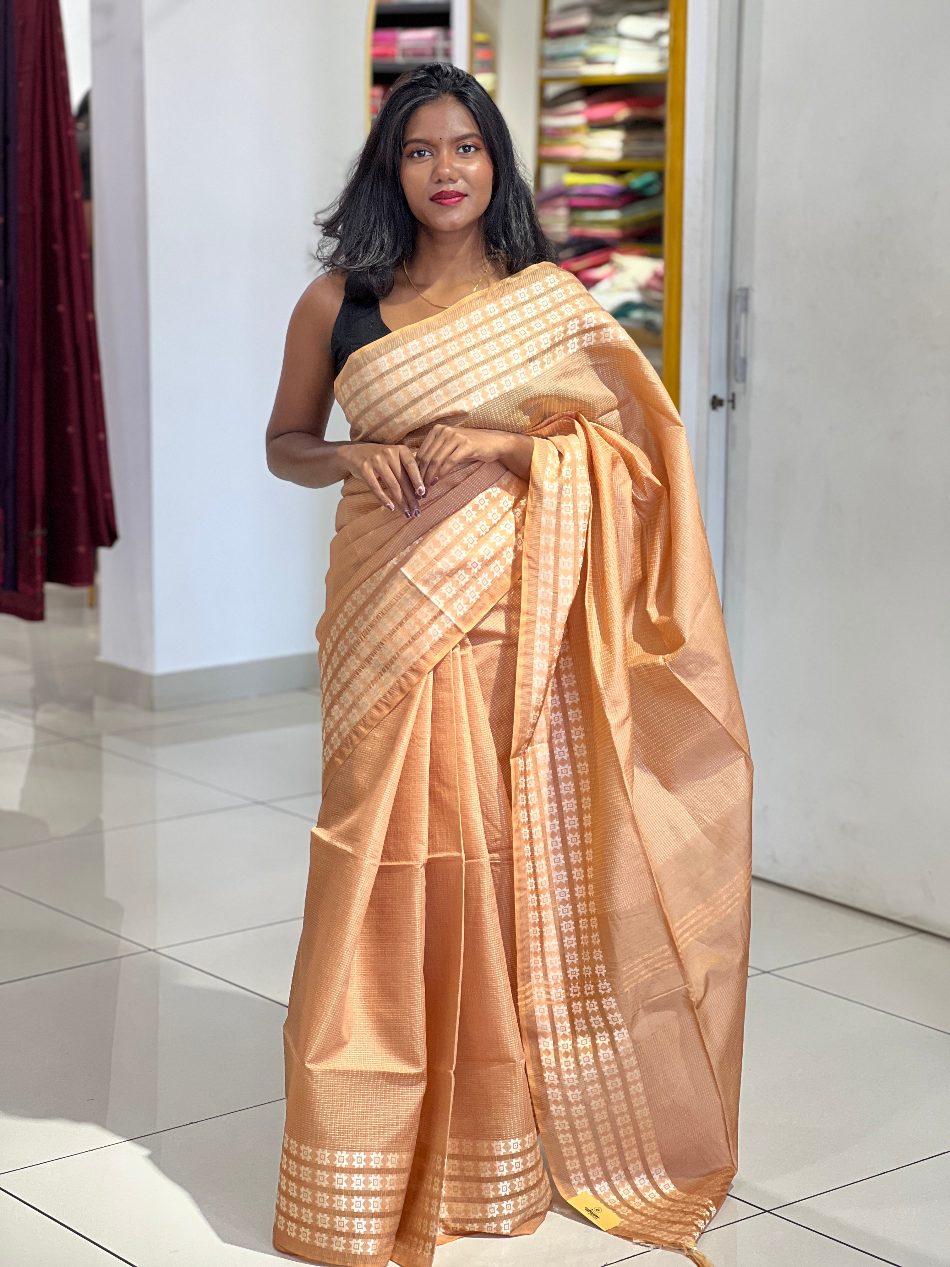 Thread Woven Floral Patterned Semi Tussar Saree | ACT1764
