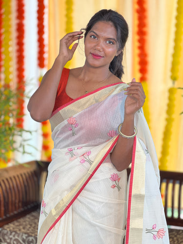Machine Embroidery Silky Kota Saree | MR157