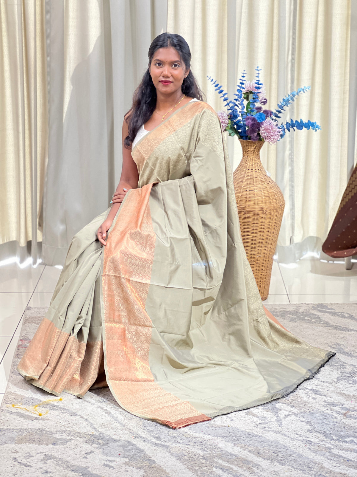 Broad Bordered Semi Silk Saree  | AHD1923