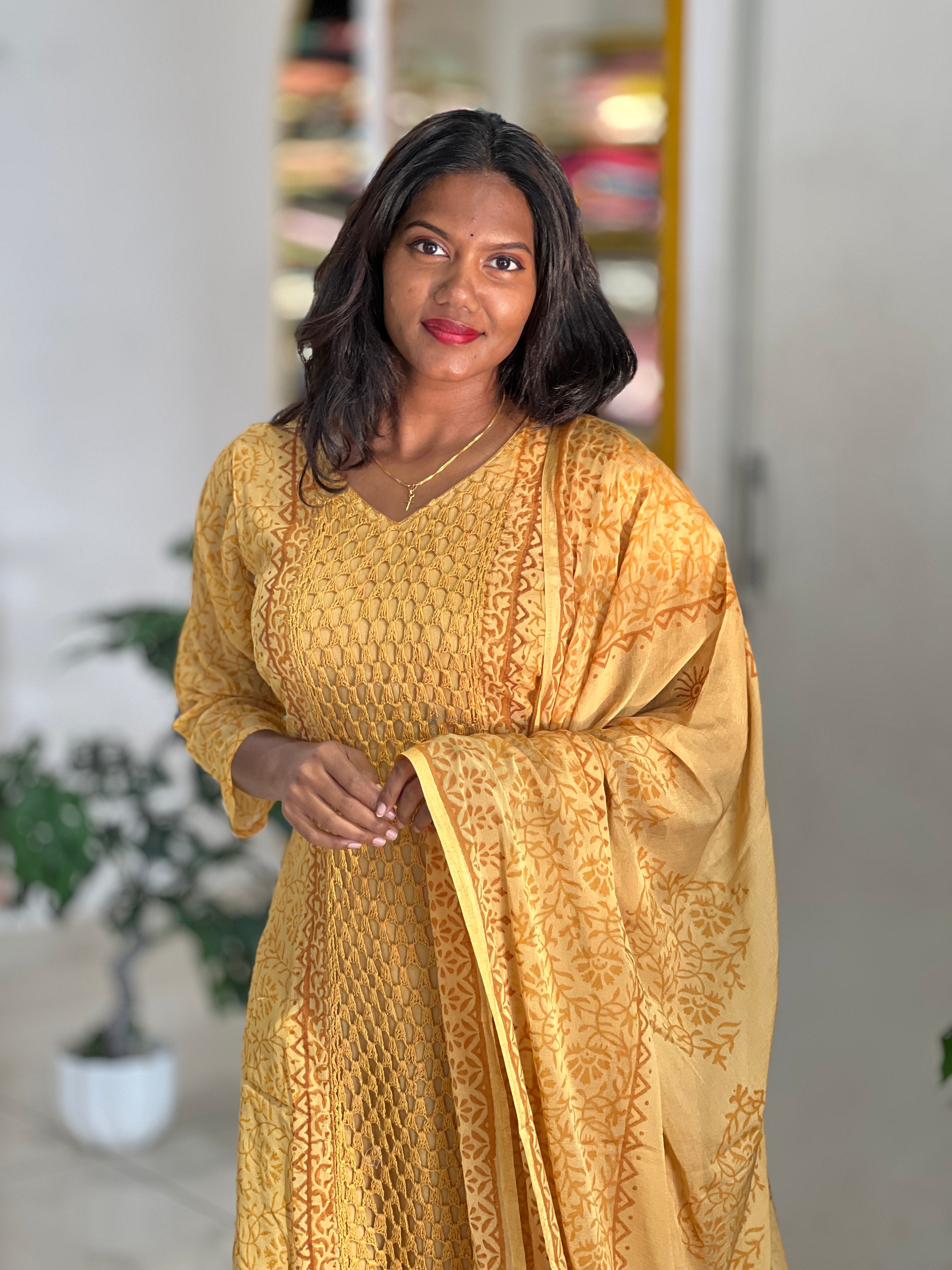 Block Printed Georgette Kurta Set |SLM175