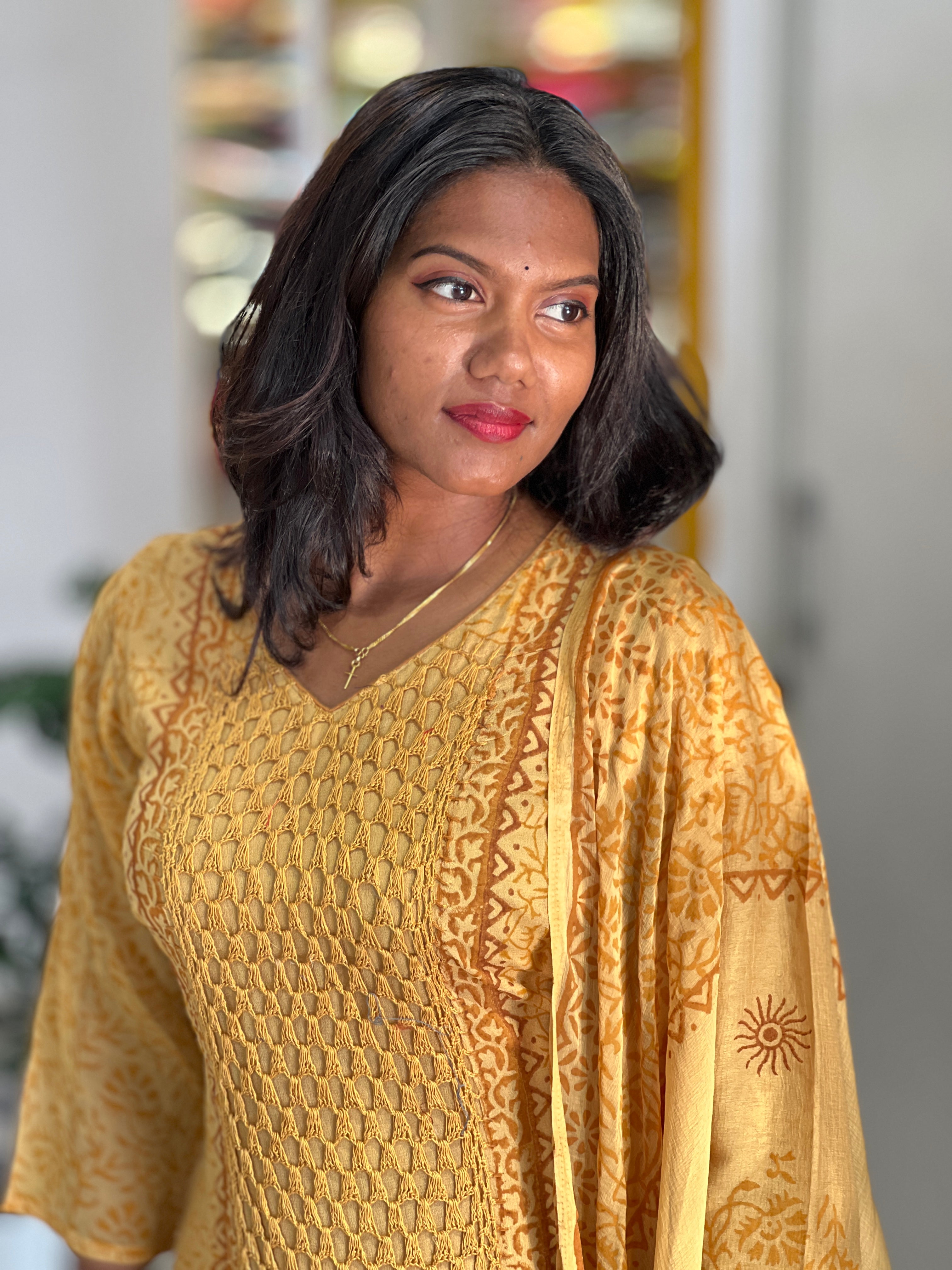 Block Printed Georgette Kurta Set |SLM175