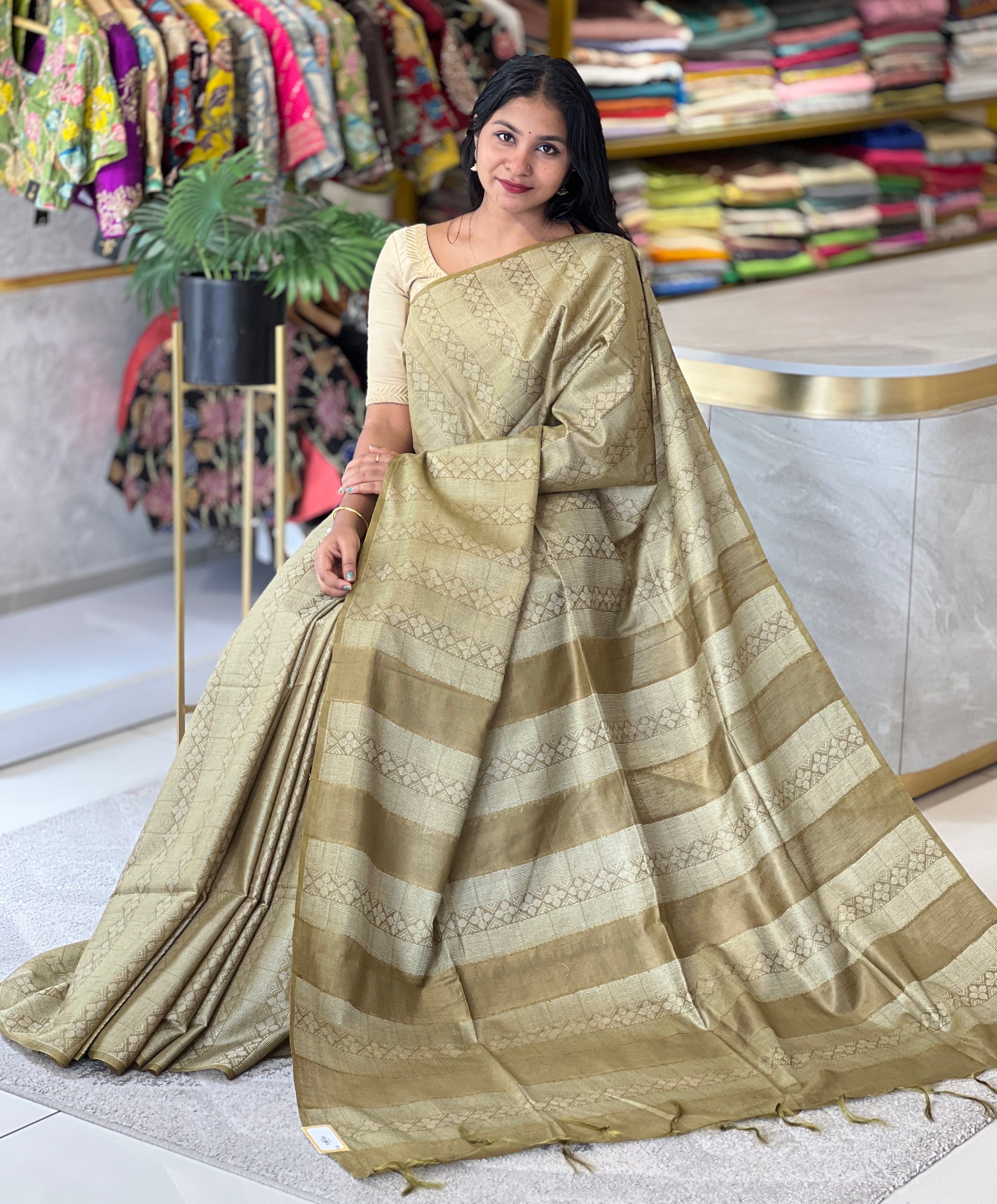 Thread Weaving Semi Tussar Saree | PNS226