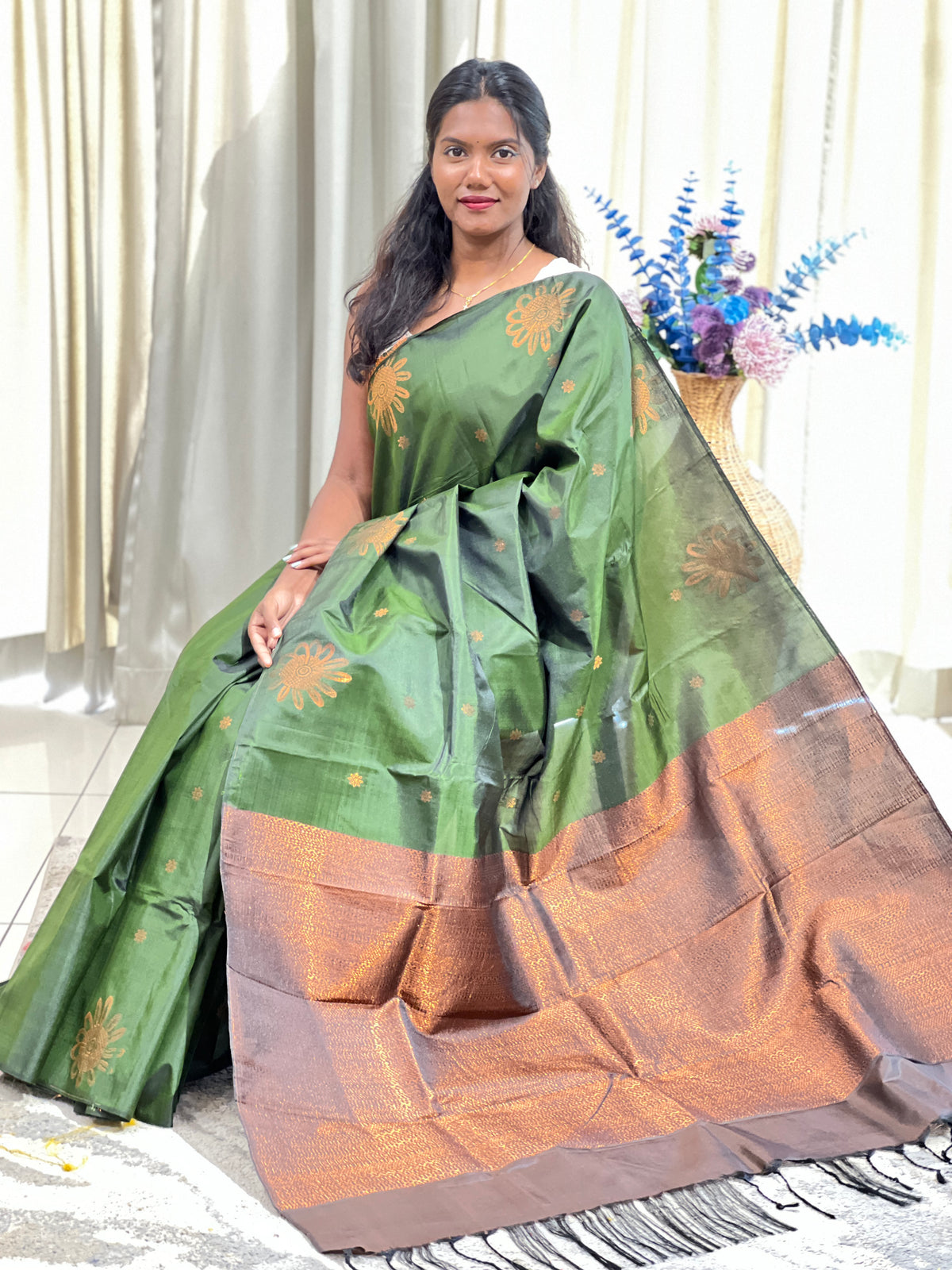 Floral Pattern Semi Silk Saree | AHD1916