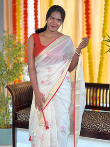 Machine Embroidery Silky Kota Saree | MR157