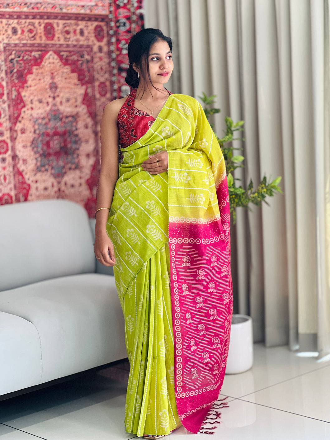 Printed Tussar Finish Saree | US217