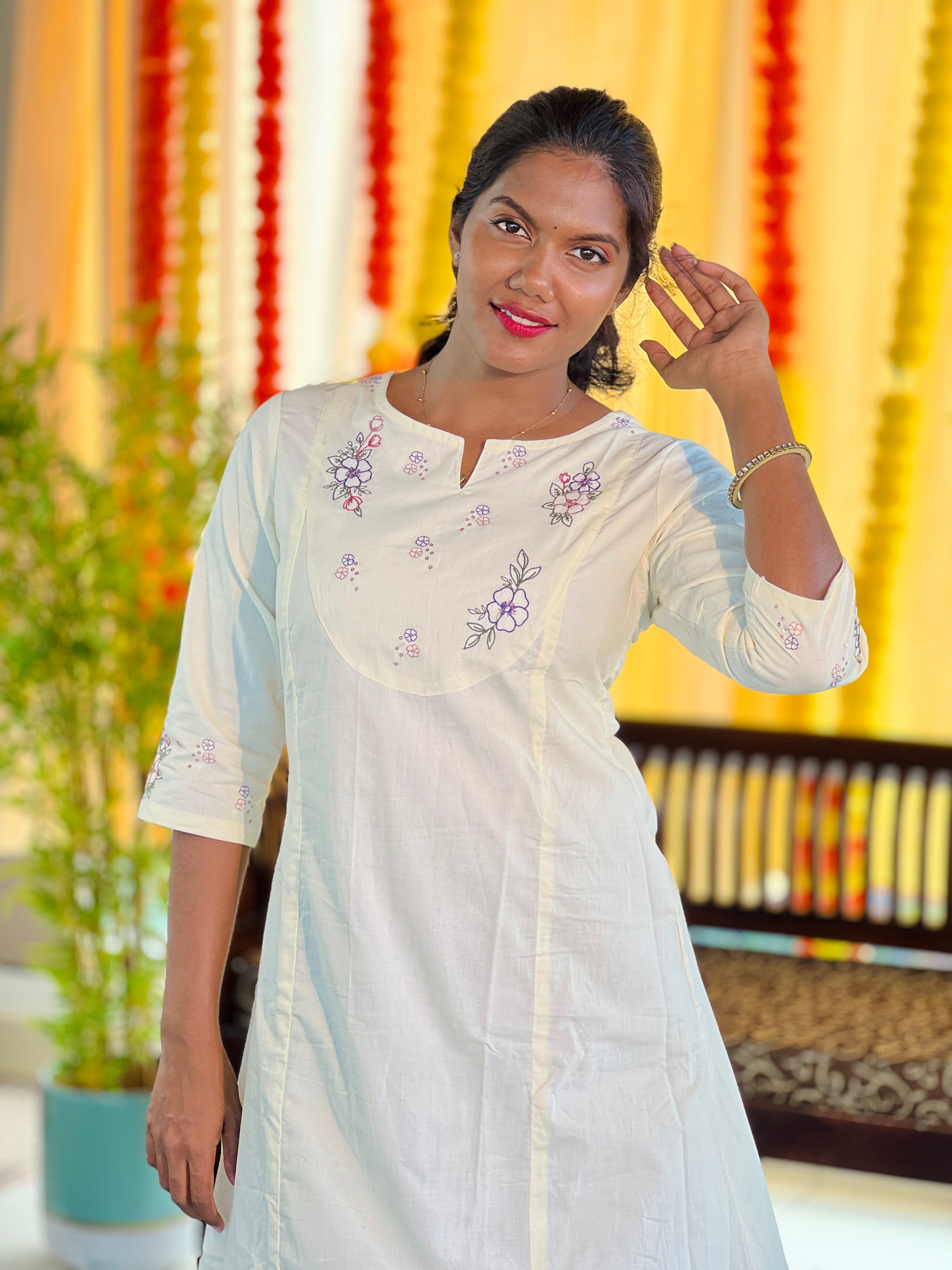 Machine Embroidered Cotton Kurta | TAL132