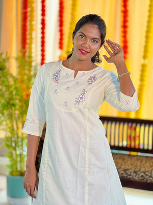 Machine Embroidered Cotton Kurta | TAL132