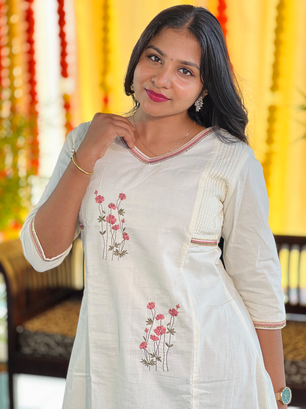 Machine Embroidered Cotton Kurta | TAL126