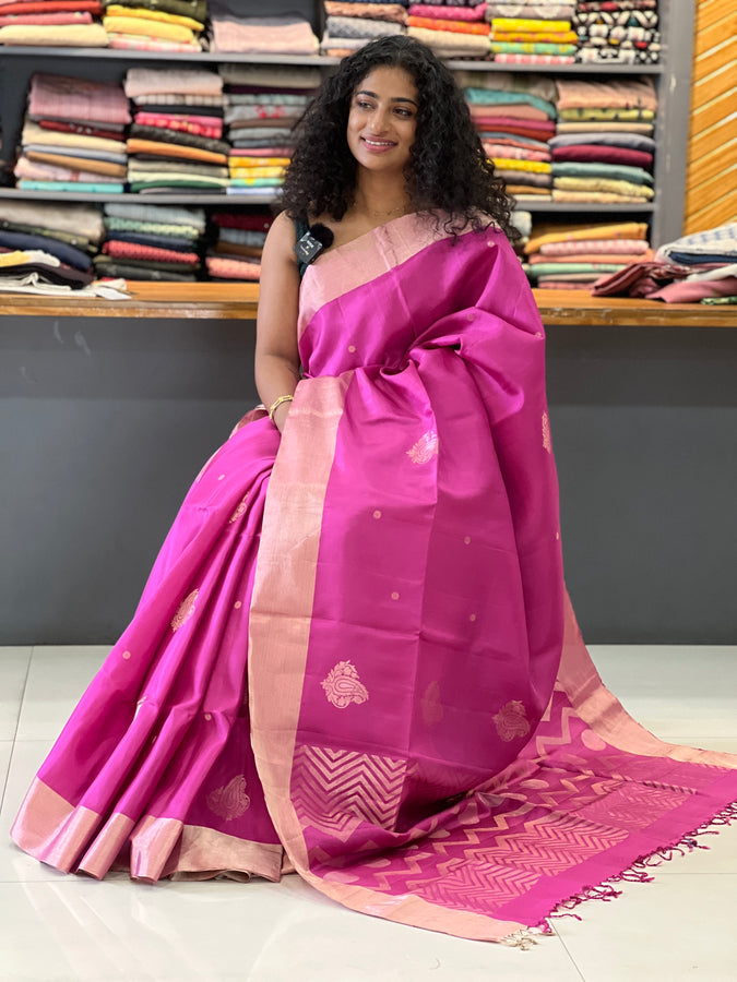 Onion Pink Colour Soft Silk Kanchipuram Saree | AJ363