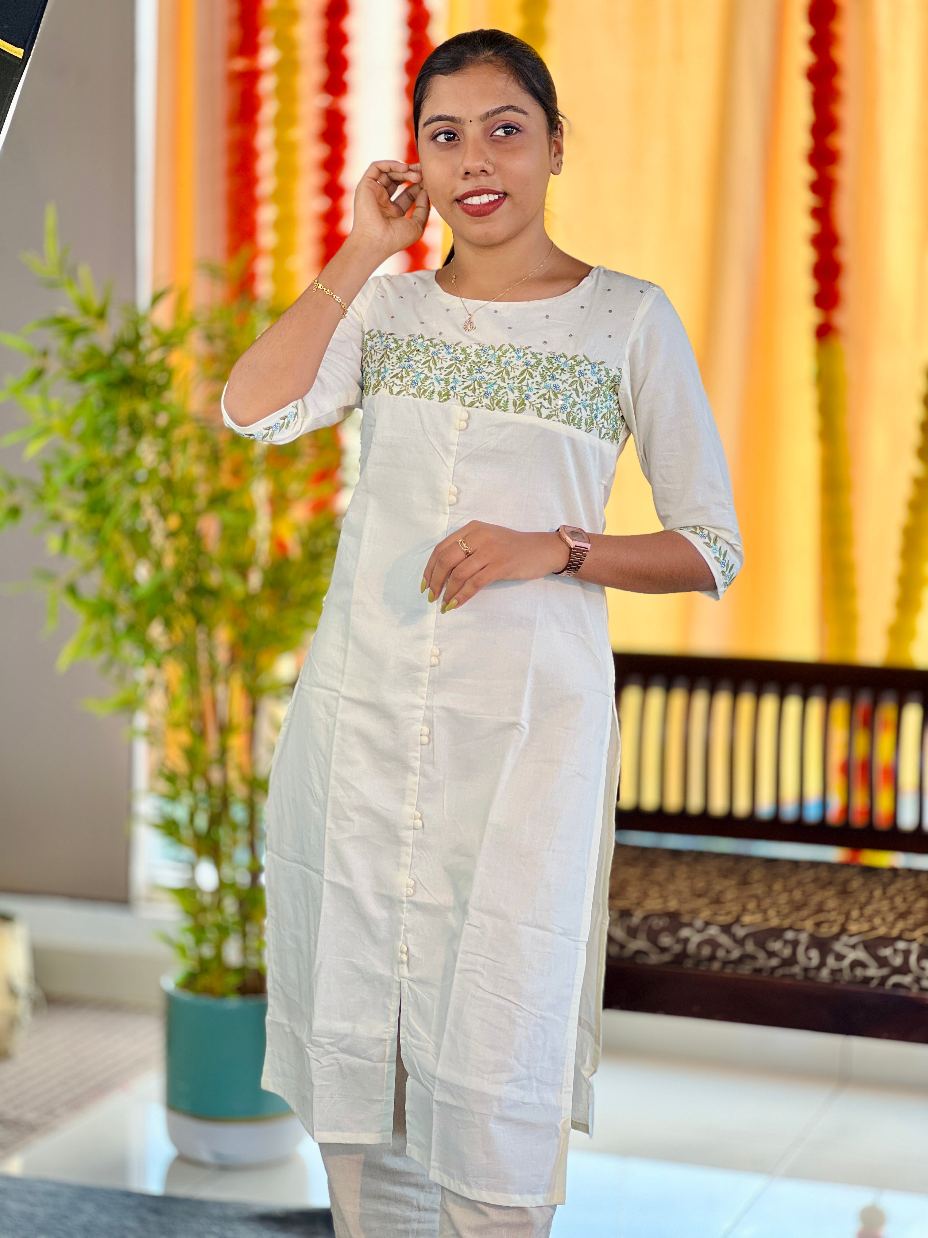 Machine Embroidered Cotton Kurta | TAL131