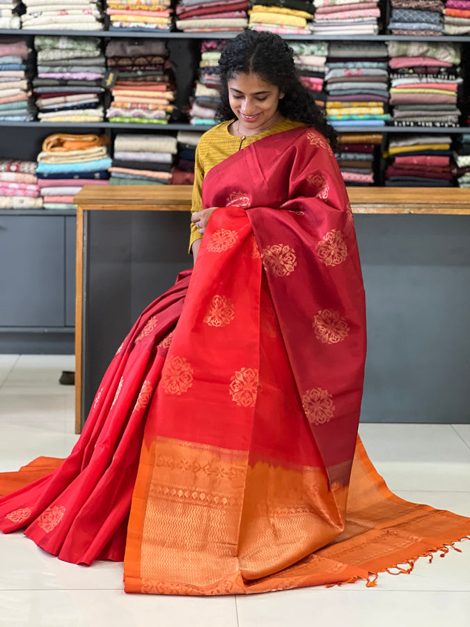 Red Color Soft Silk Kanchipuram Saree | AJ493