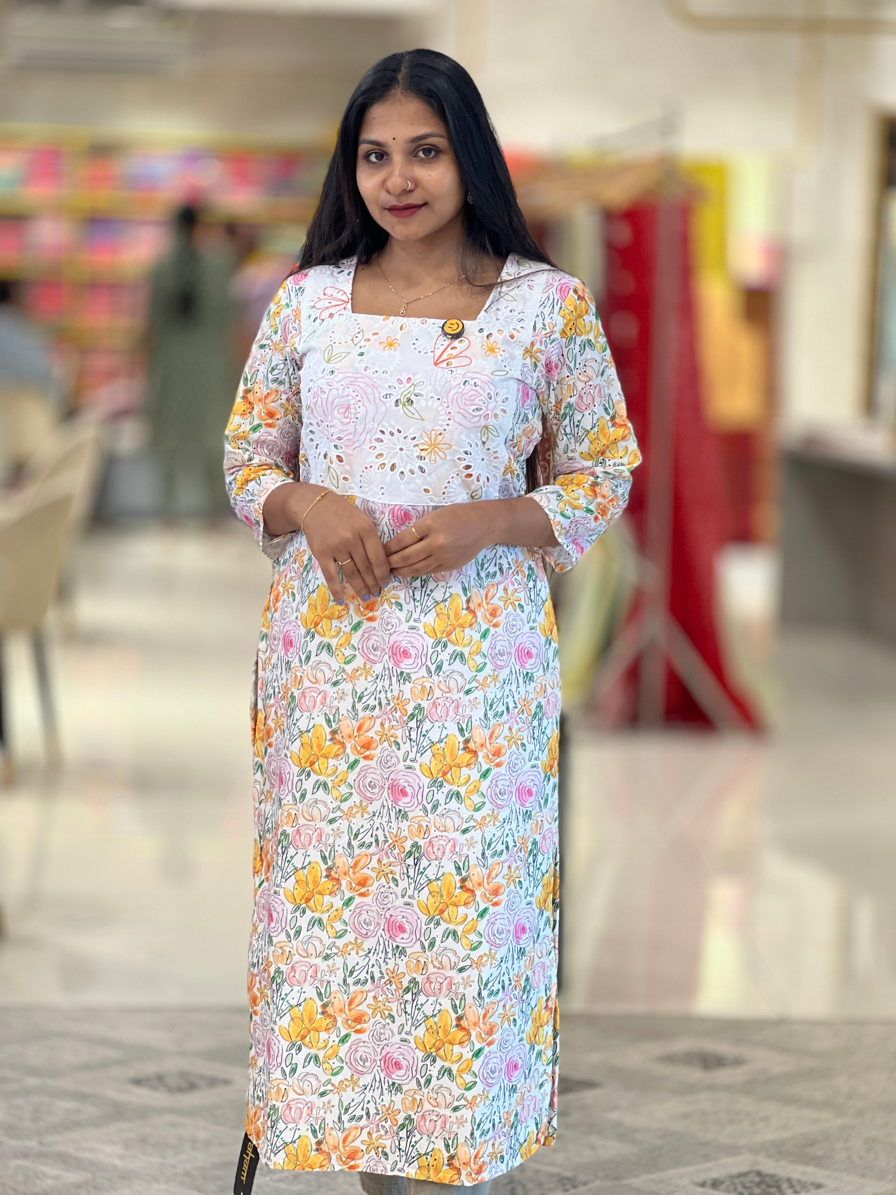Floral Printed Hakoba Kurta | DNT148