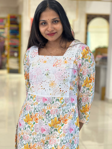 Floral Printed Hakoba Kurta | DNT148