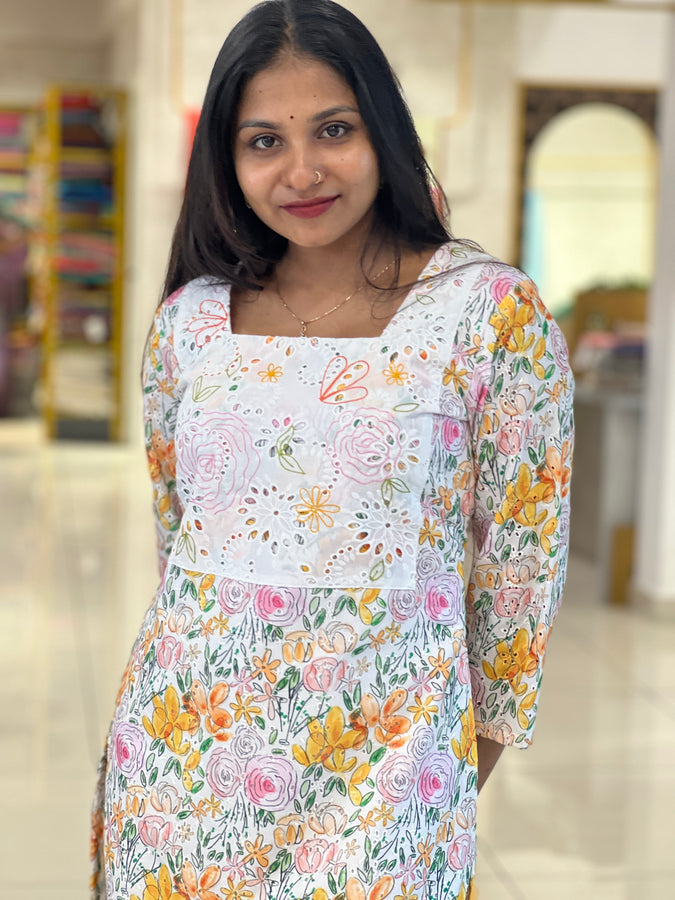 Floral Printed Hakoba Kurta | DNT148