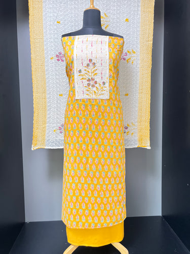 Block Print With Schiffli Patterned Cotton Salwar Set | SW2116