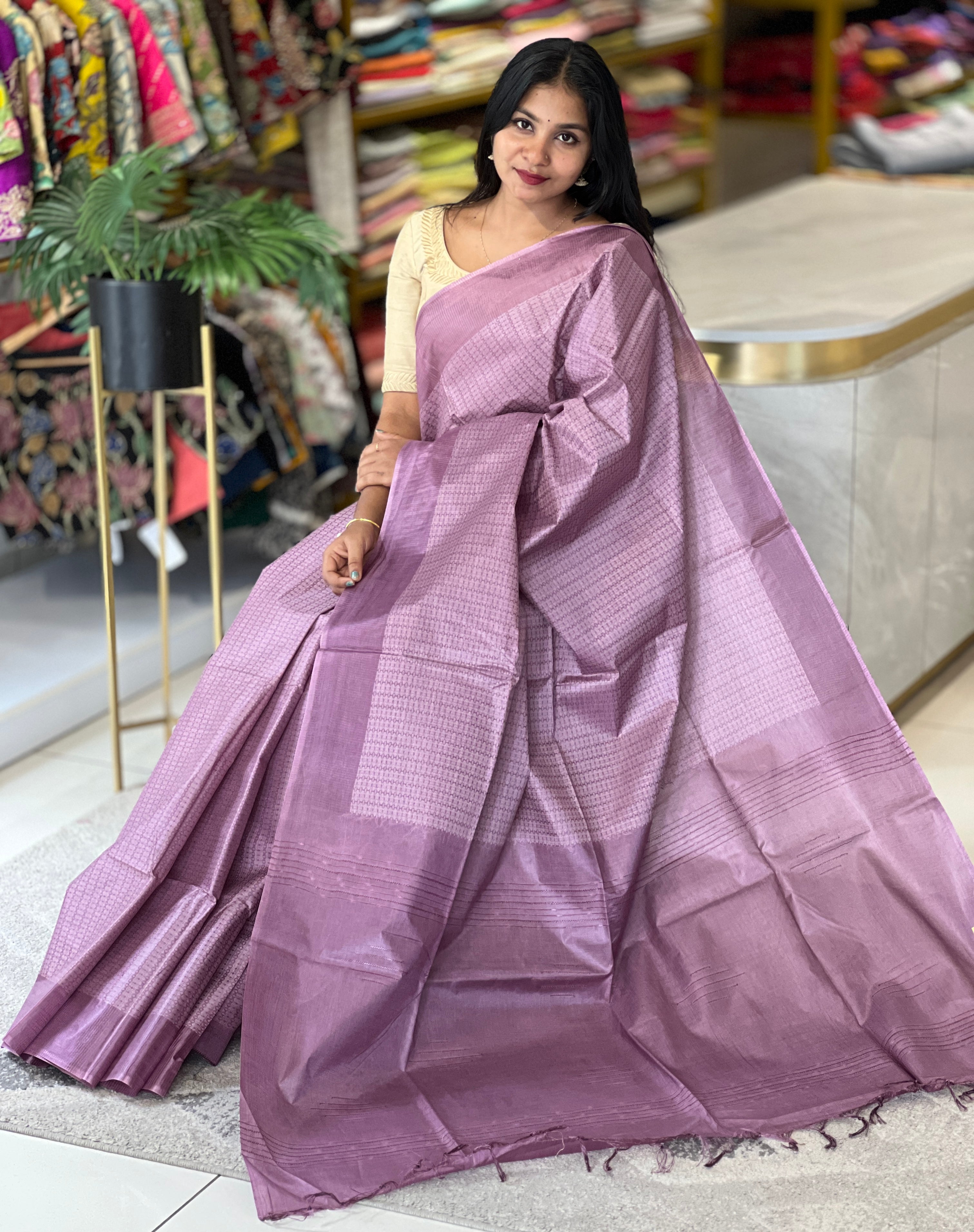 Thread Weaving Tussar Finish Saree | PNS117