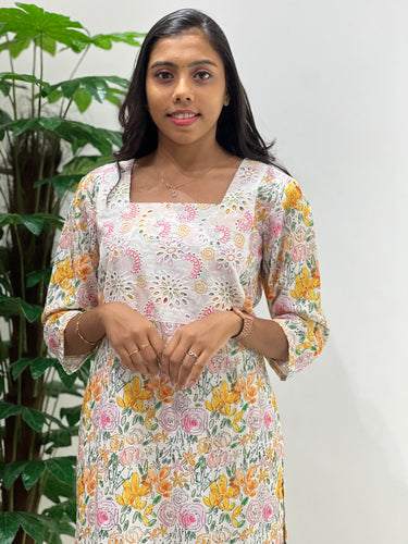 Floral Printed Hakoba Kurta | DNT147