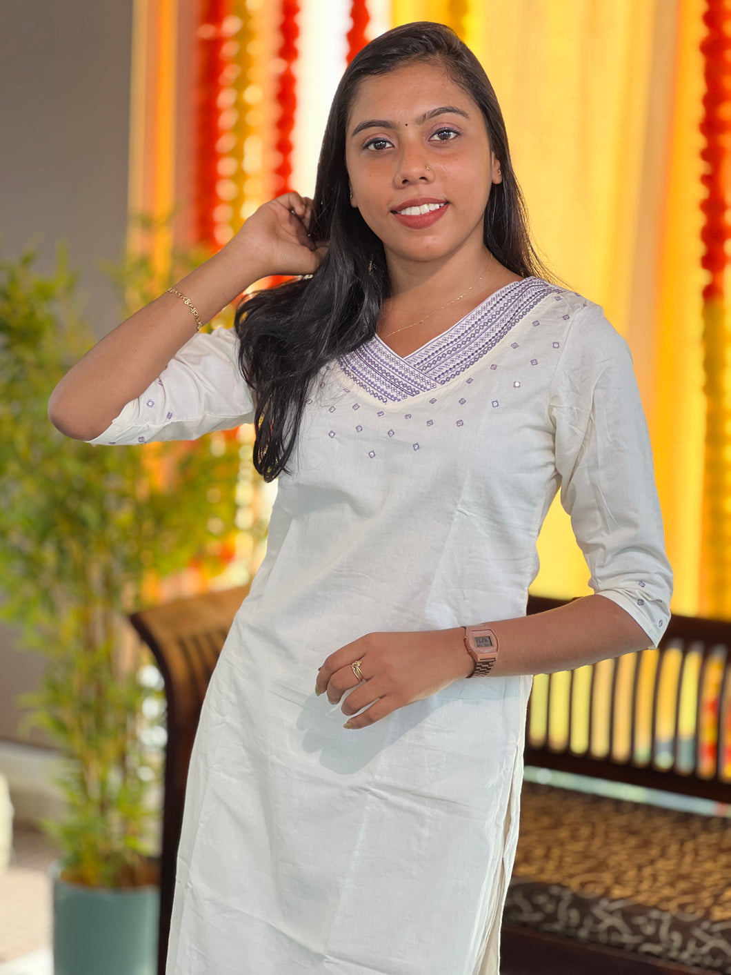 Machine Embroidered Cotton Kurta | TAL122