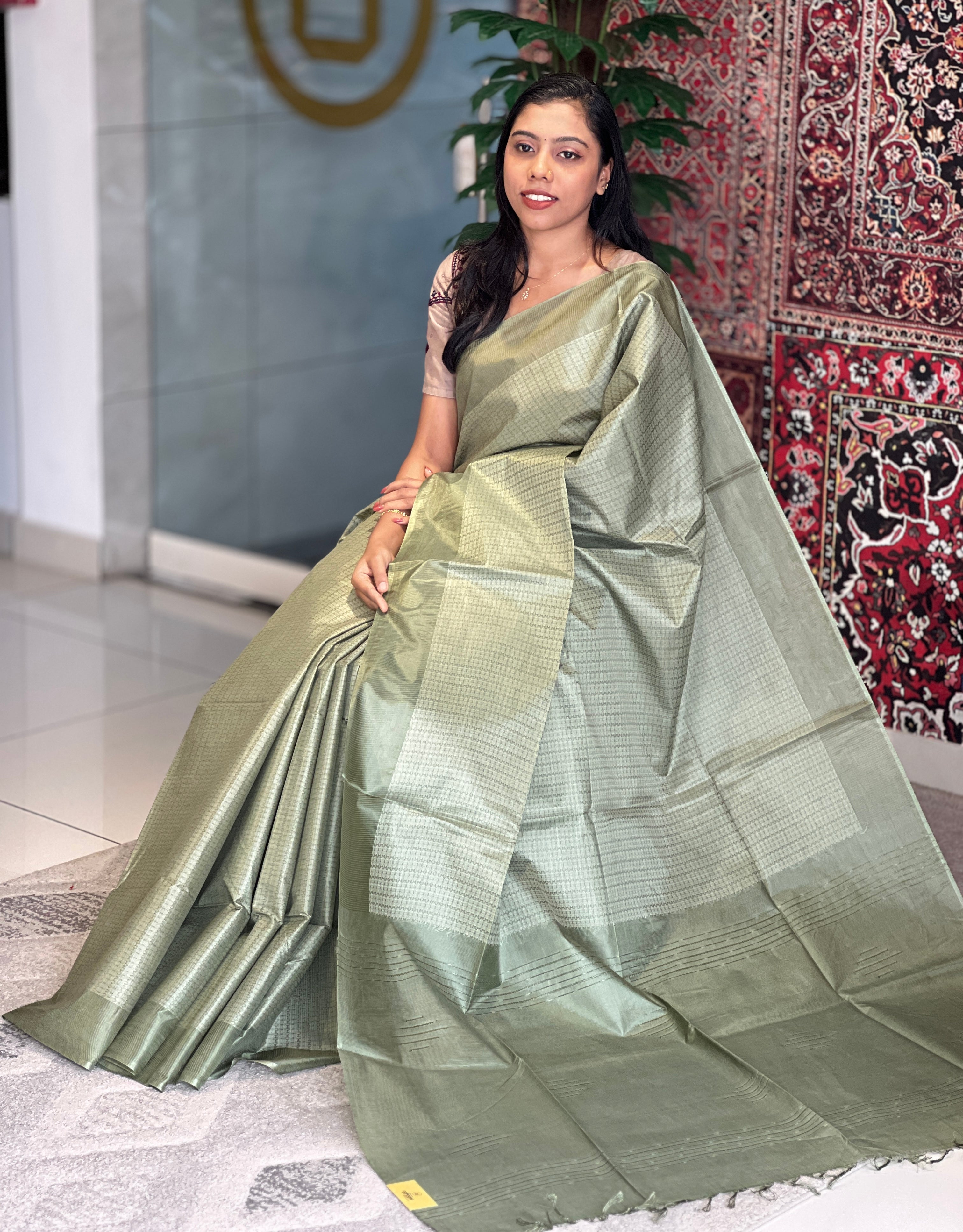 Thread Weaving Tussar Finish Saree | PNS119