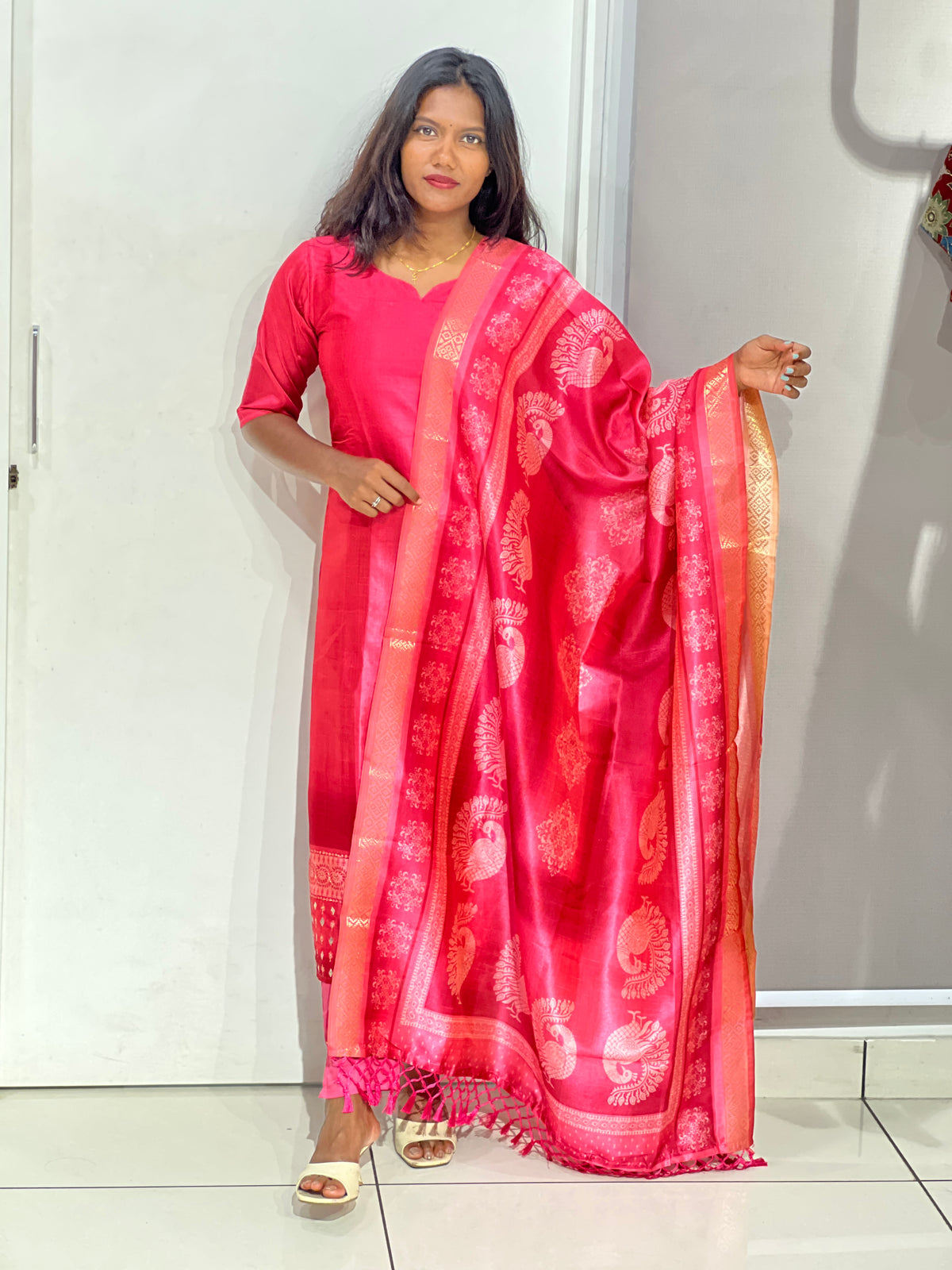 Multi Colour Digital Printed Tussar Kurta Set | SLM226