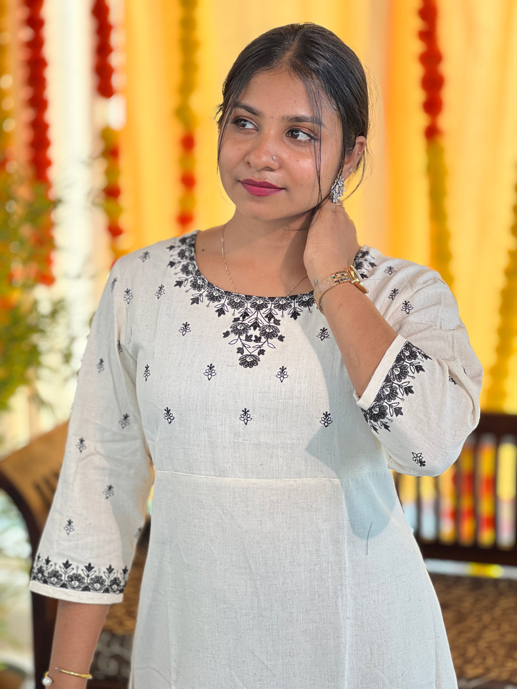 Machine Embroidered Cotton Kurta | TAL124