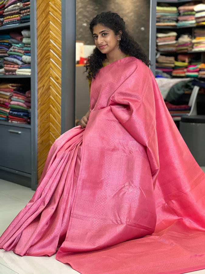 Bright Pink Shade Kanchipuram Saree | VSR112