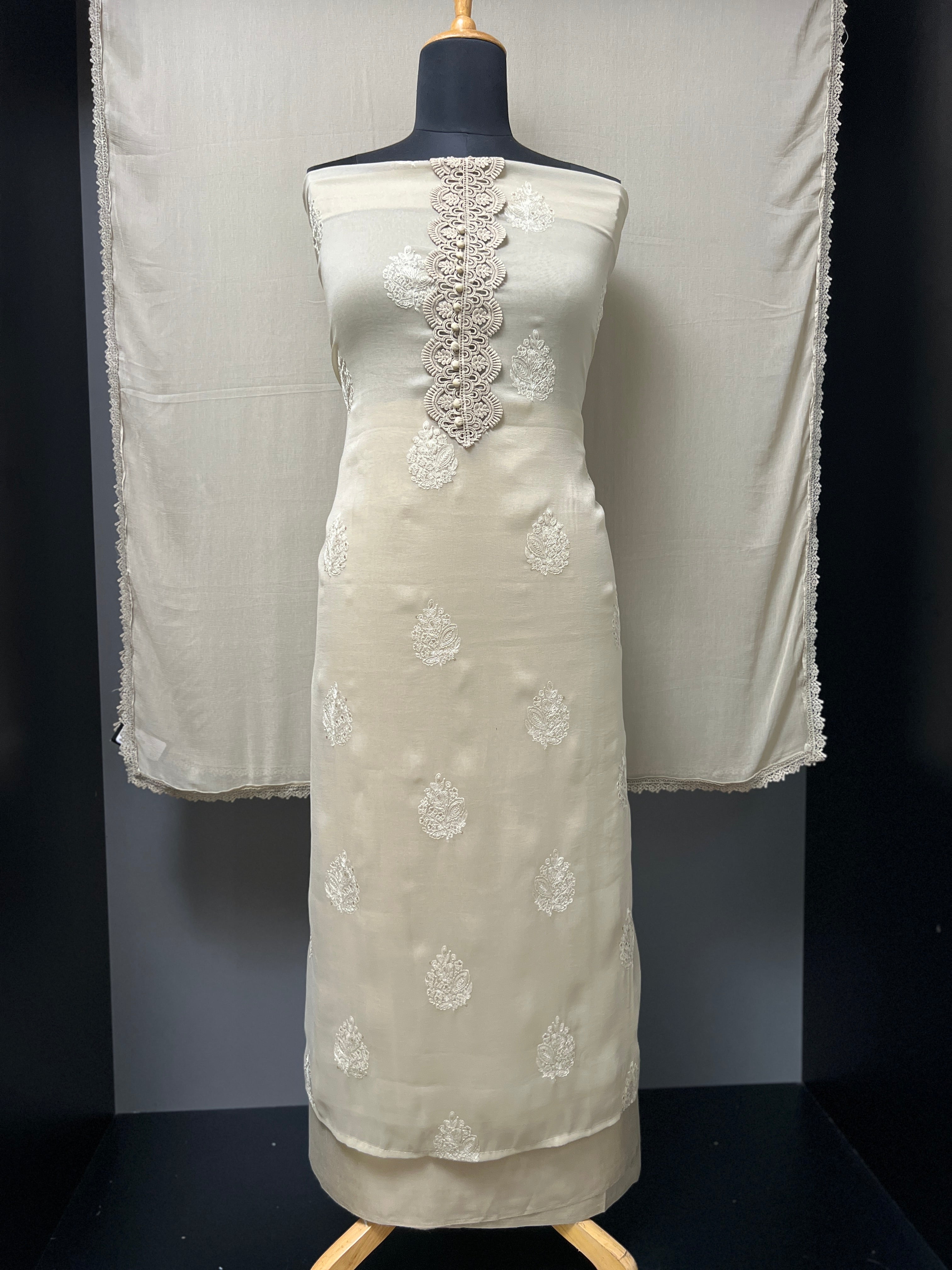 Embroidery With Lace Detailed Chiffon Salwar Set | SW2072