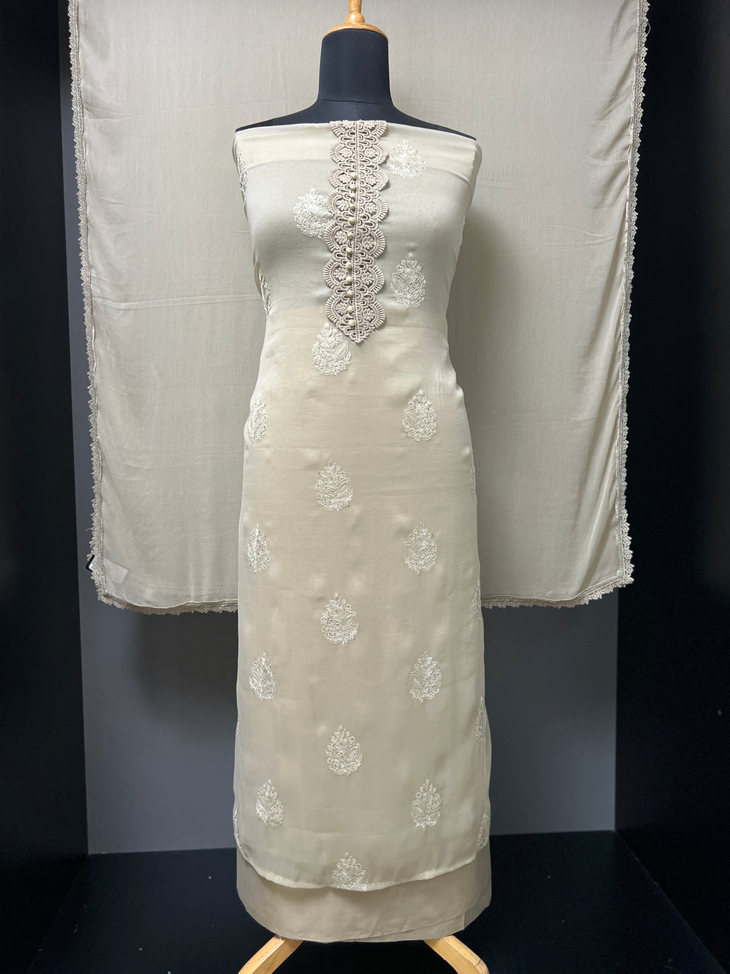 Embroidery With Lace Detailed Chiffon Salwar Set | SW2072