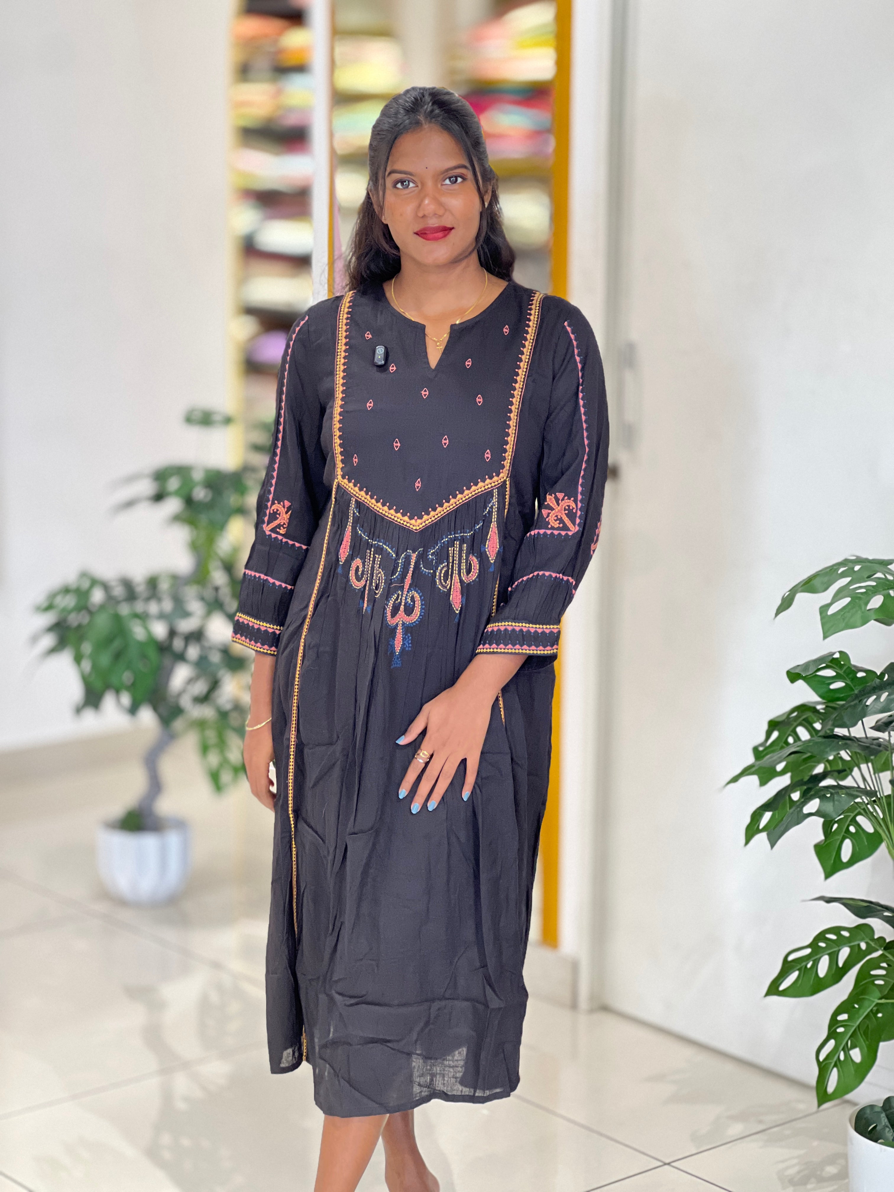 Machine Embroidery Detailed Aline Kurta | AOR124