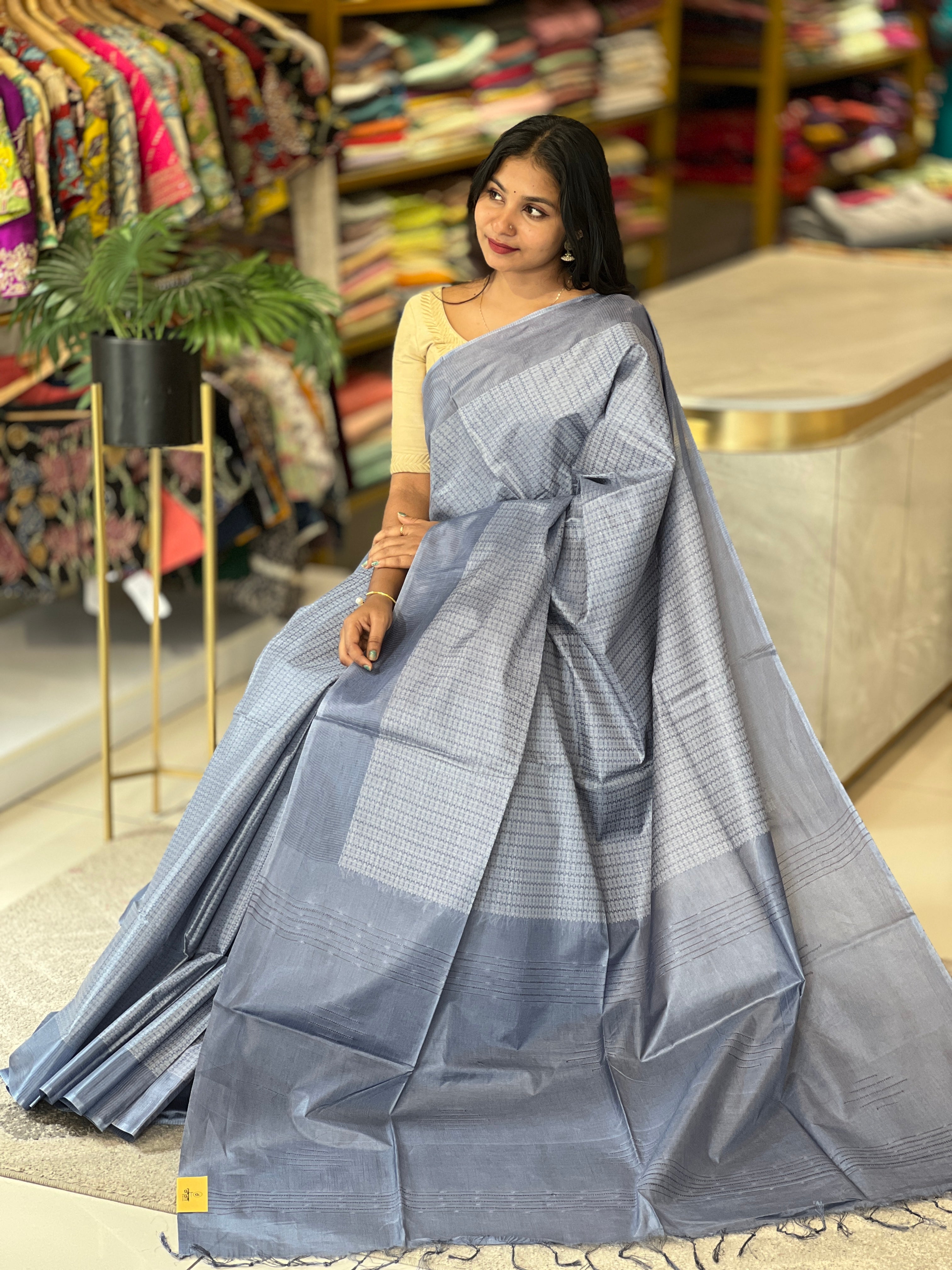 Thread Weaving Tussar Finish Saree | PNS113
