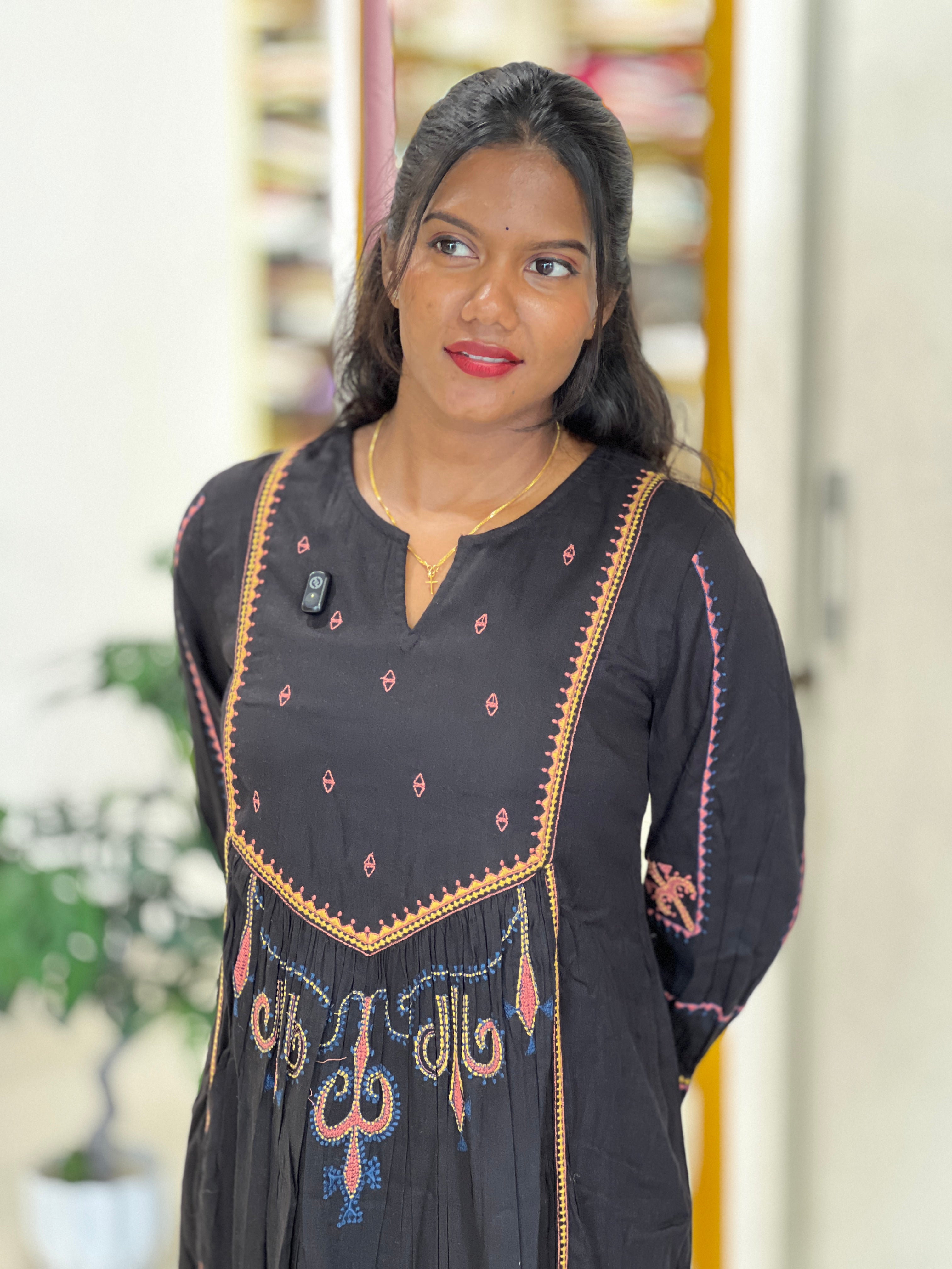 Machine Embroidery Detailed Aline Kurta | AOR124