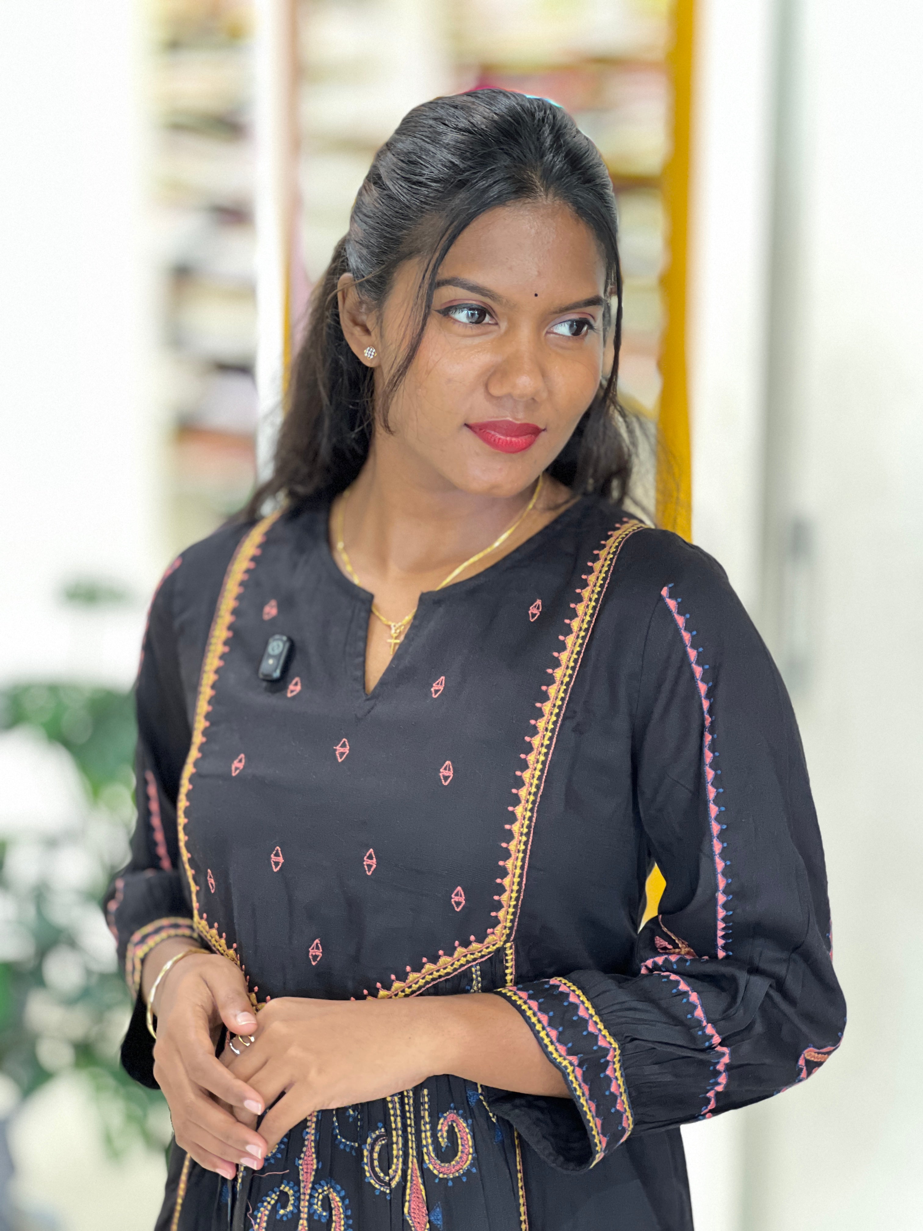 Machine Embroidery Detailed Aline Kurta | AOR124