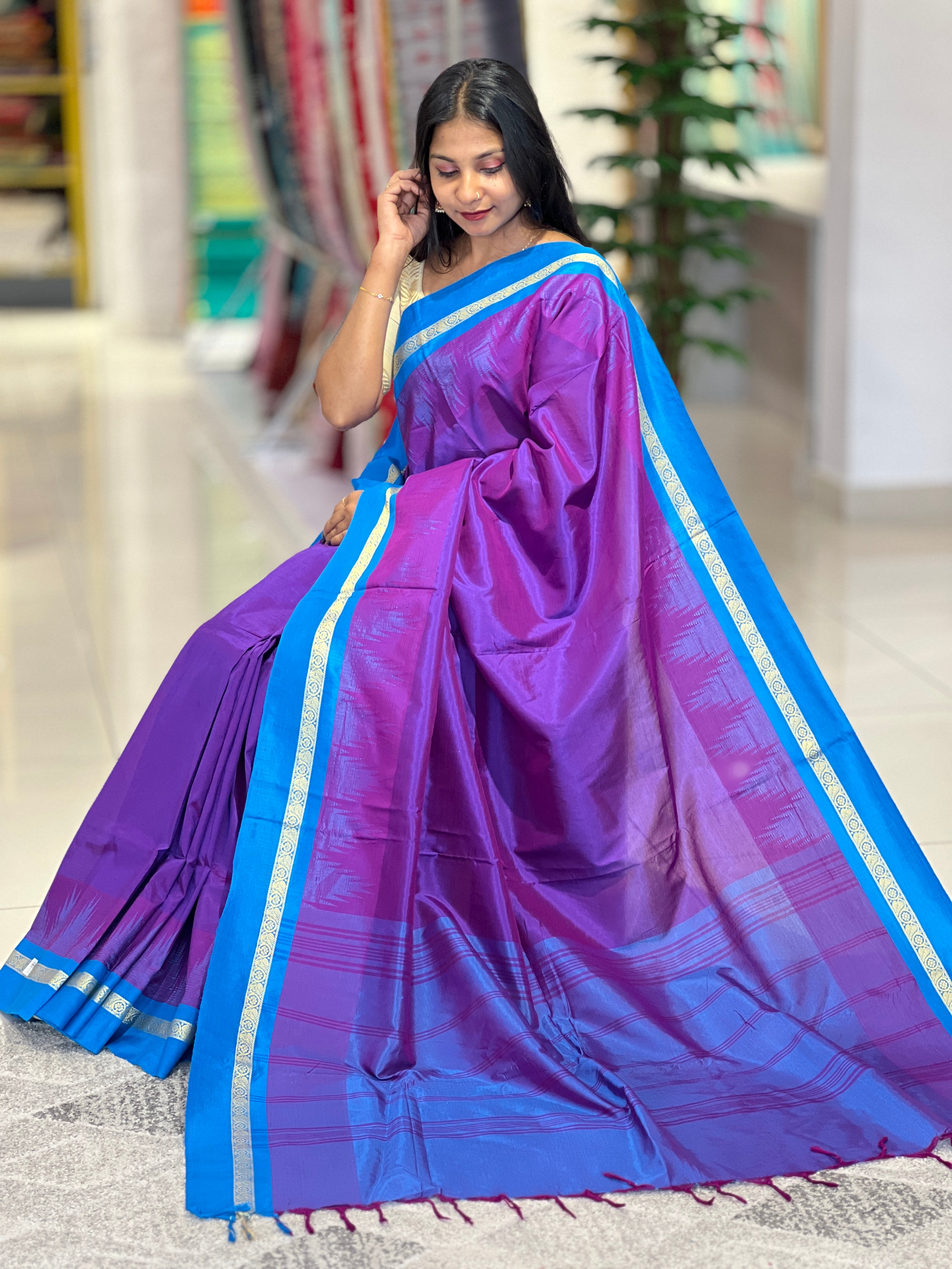 Banana Silk Sarees With Temple Border Detailing | VR184