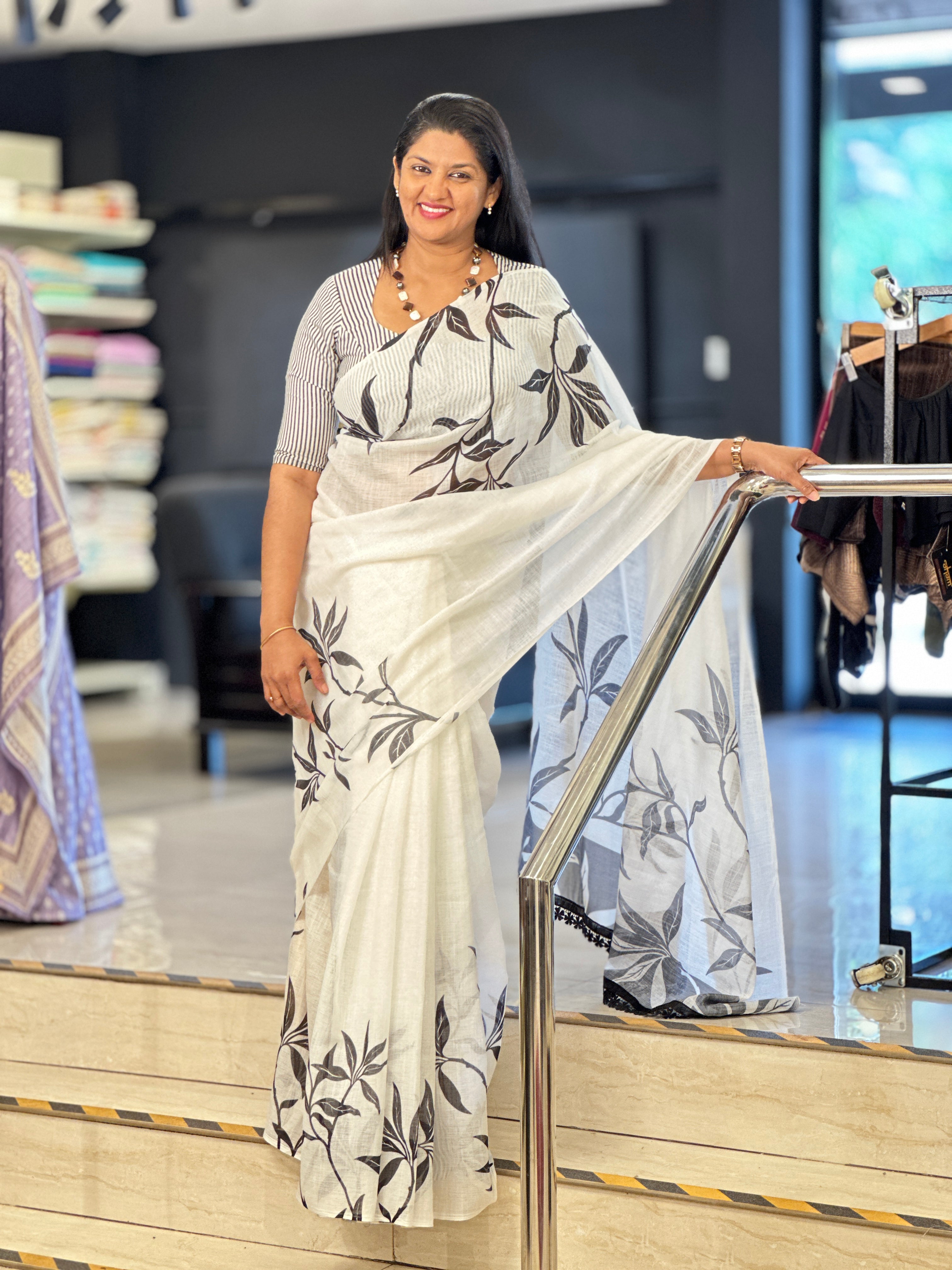 Digital Printed Bhagalpuri Linen Saree | HT293